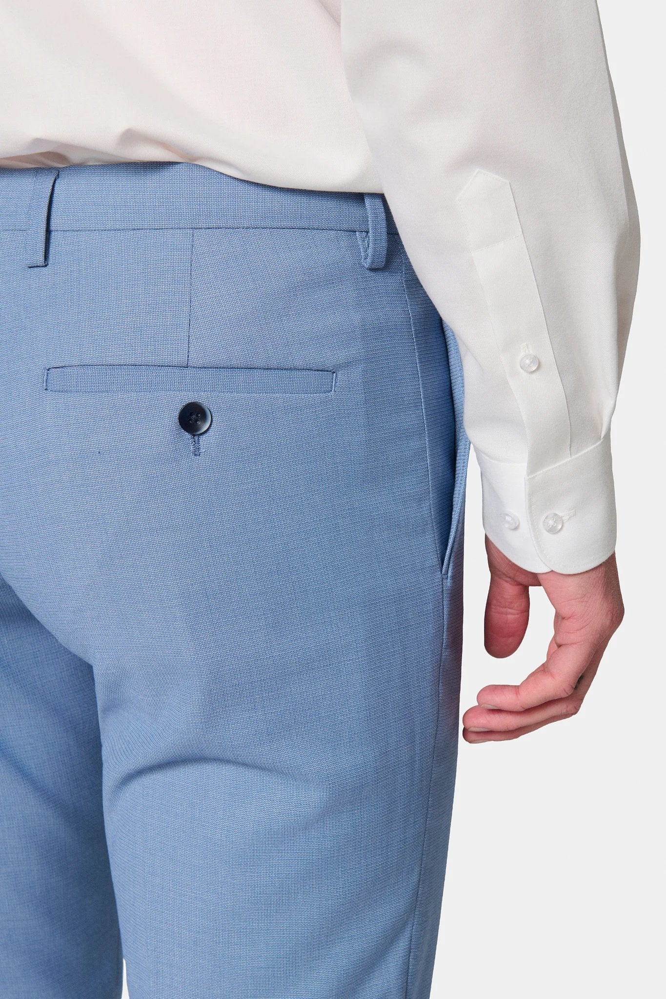 Pantalon de costume ajusté stretch à micro-motif Jerem, ceinture sartoriale stretch, ceinture sartoriale
