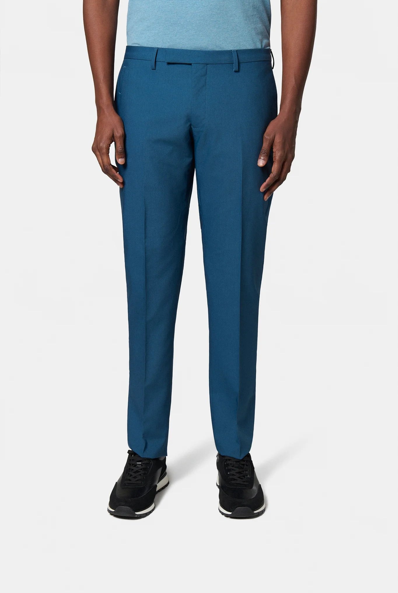 Pantalon de costume ajusté sergé technique stretch Jerem, ceinture sartoriale, poches italiennes