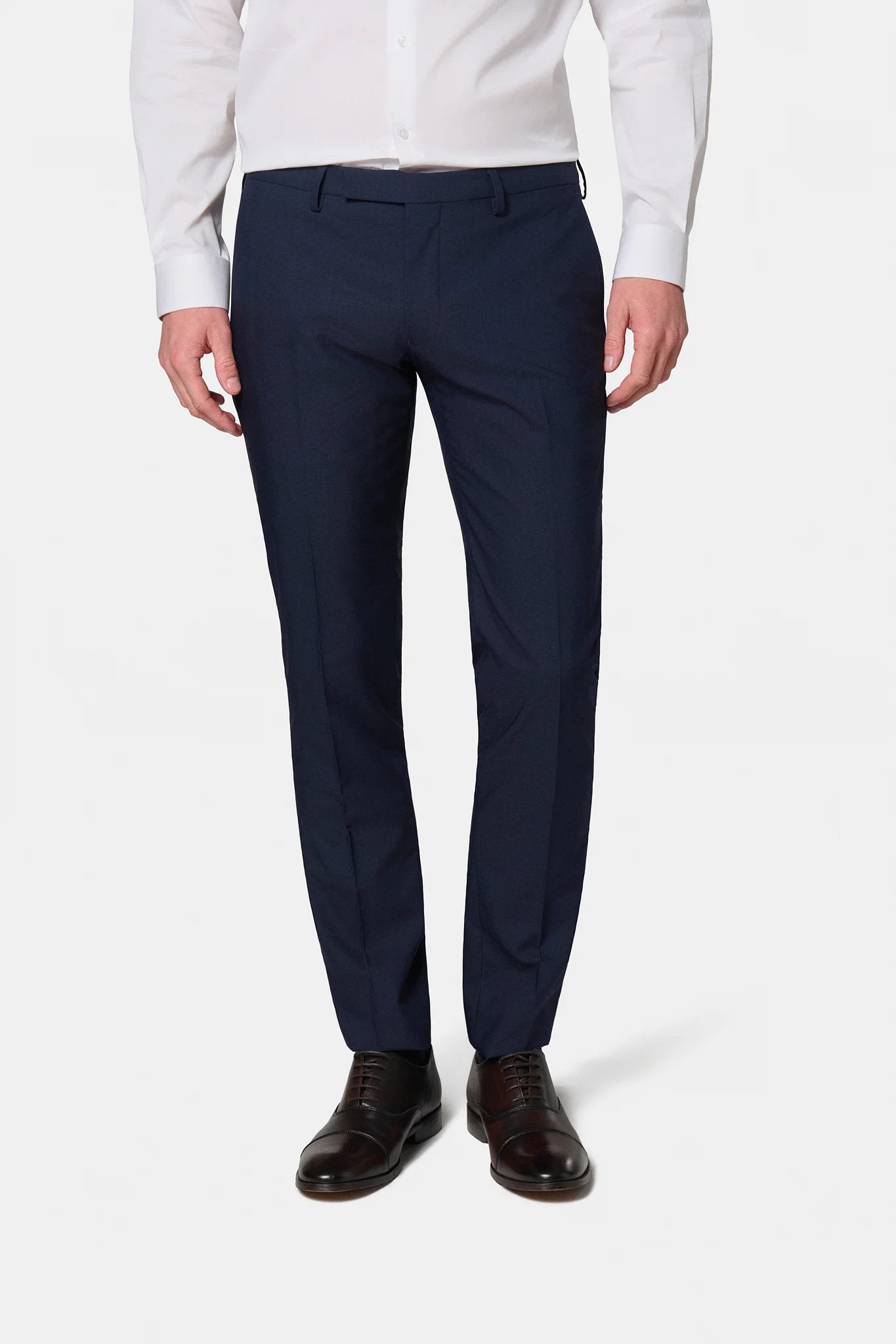 Pantalon de costume ajusté sergé technique stretch Jerem, intérieur semi-doublé, ceinture sartoriale stretch, ceinture sartoriale