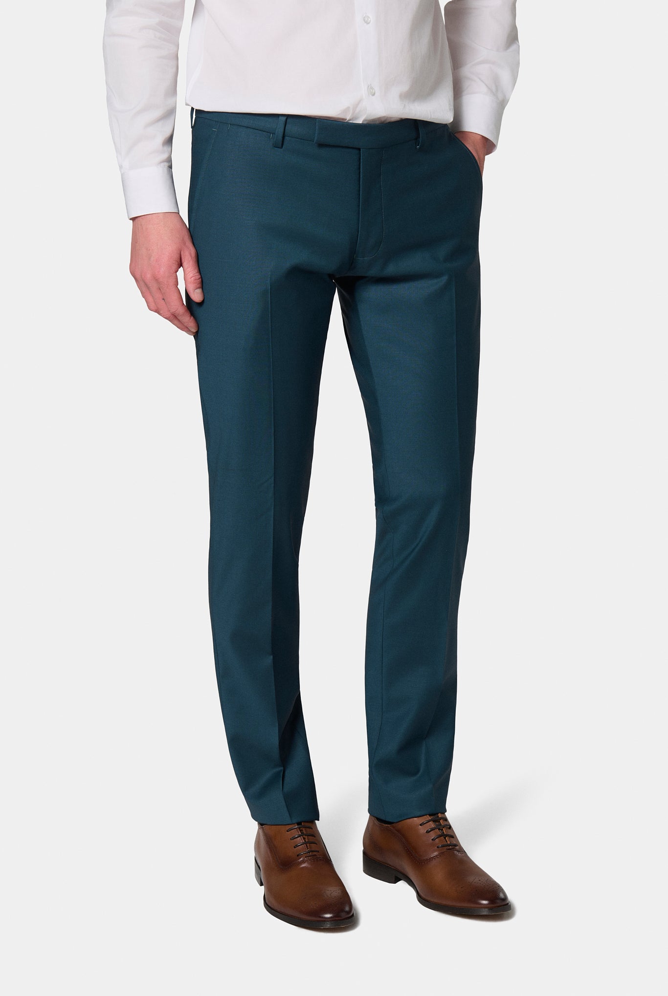 Laine mélangée — Pantalon de costume ajusté Jerem, ceinture sartoriale, poches italiennes