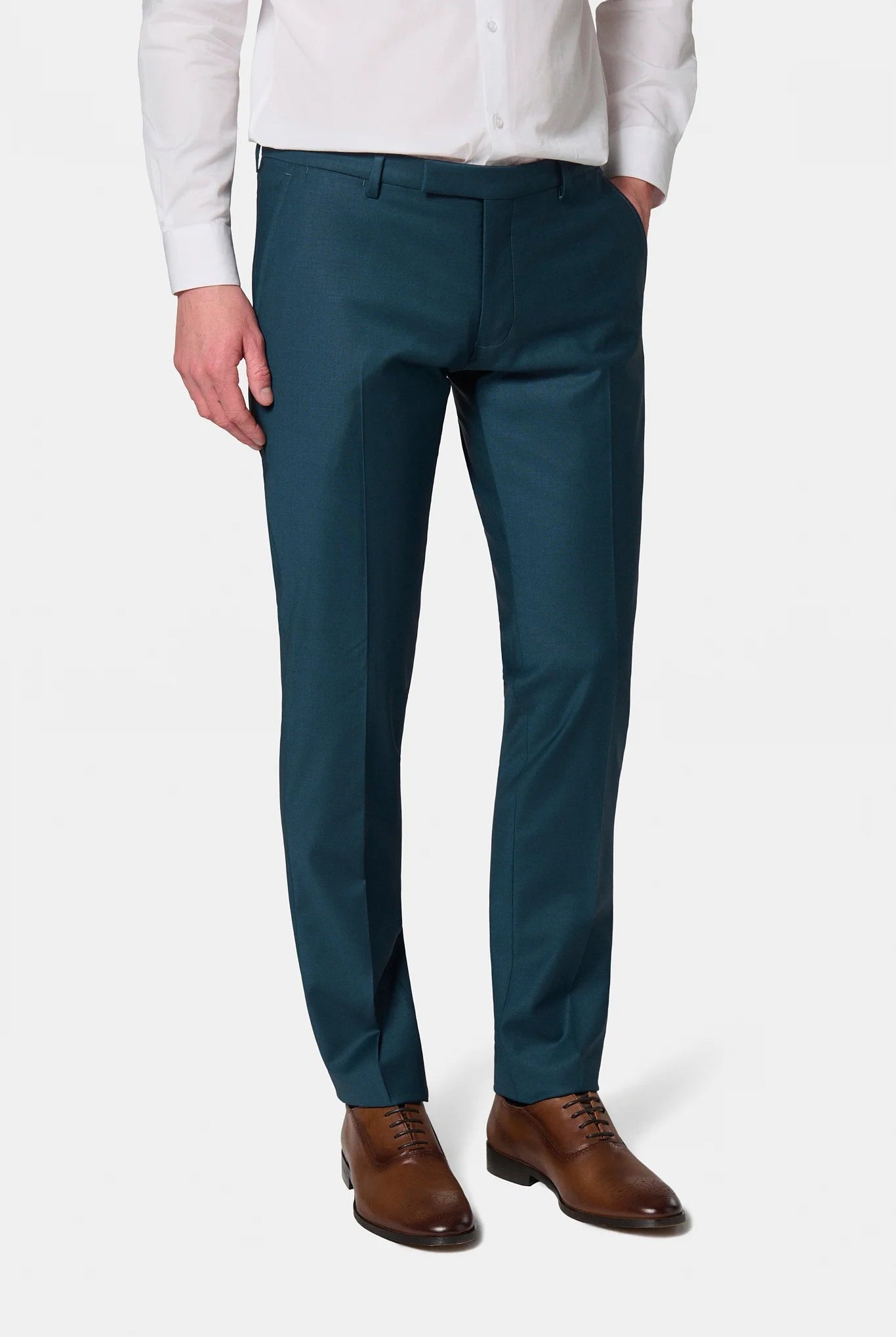 Laine mélangée — Pantalon de costume ajusté Jerem, ceinture sartoriale, poches italiennes