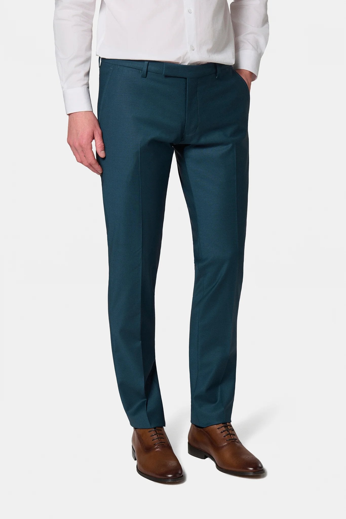 Laine mélangée — Pantalon de costume ajusté Jerem, ceinture sartoriale, poches italiennes