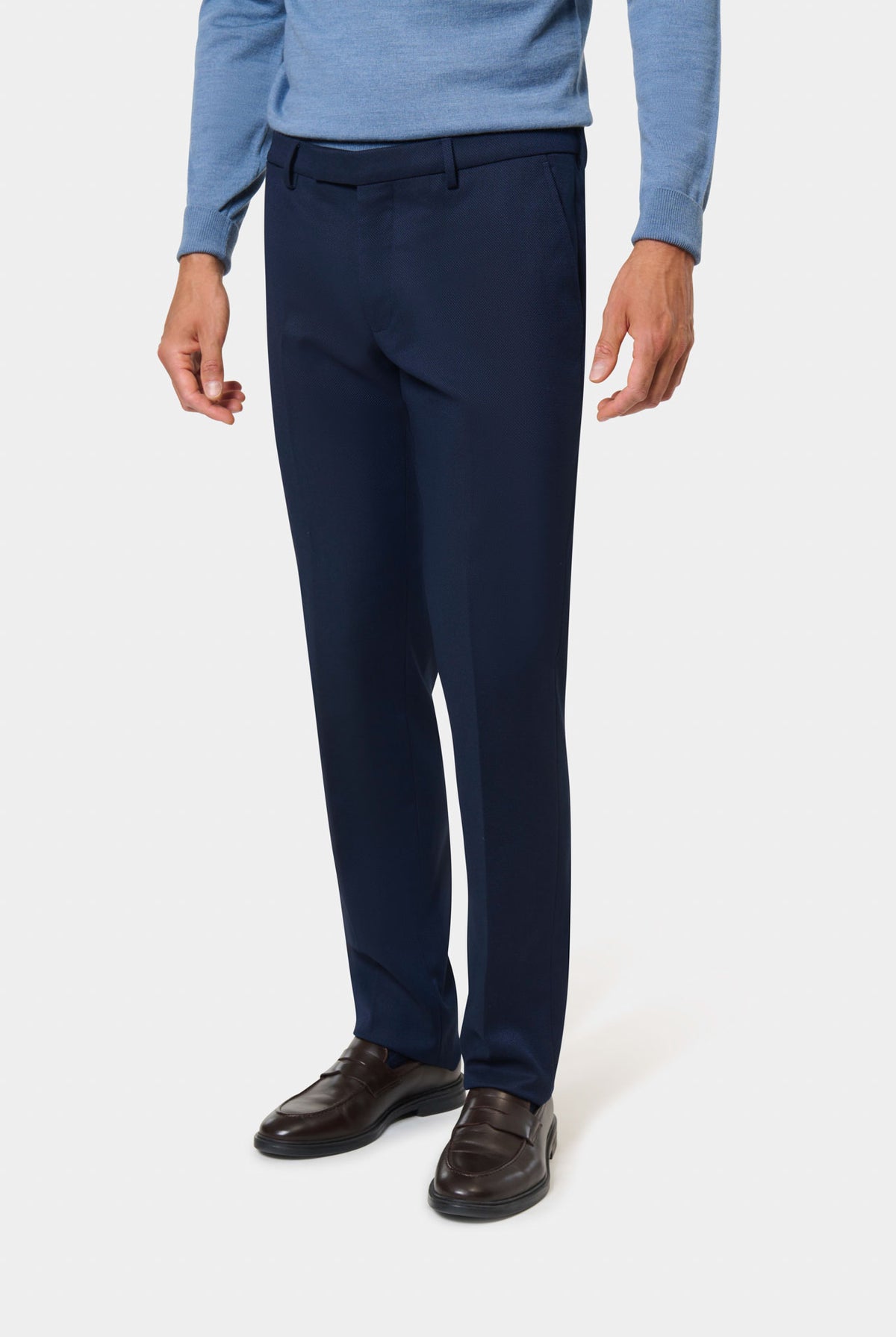 Pantalon de costume ajusté à micro-motif bleu marine Jerem Paris