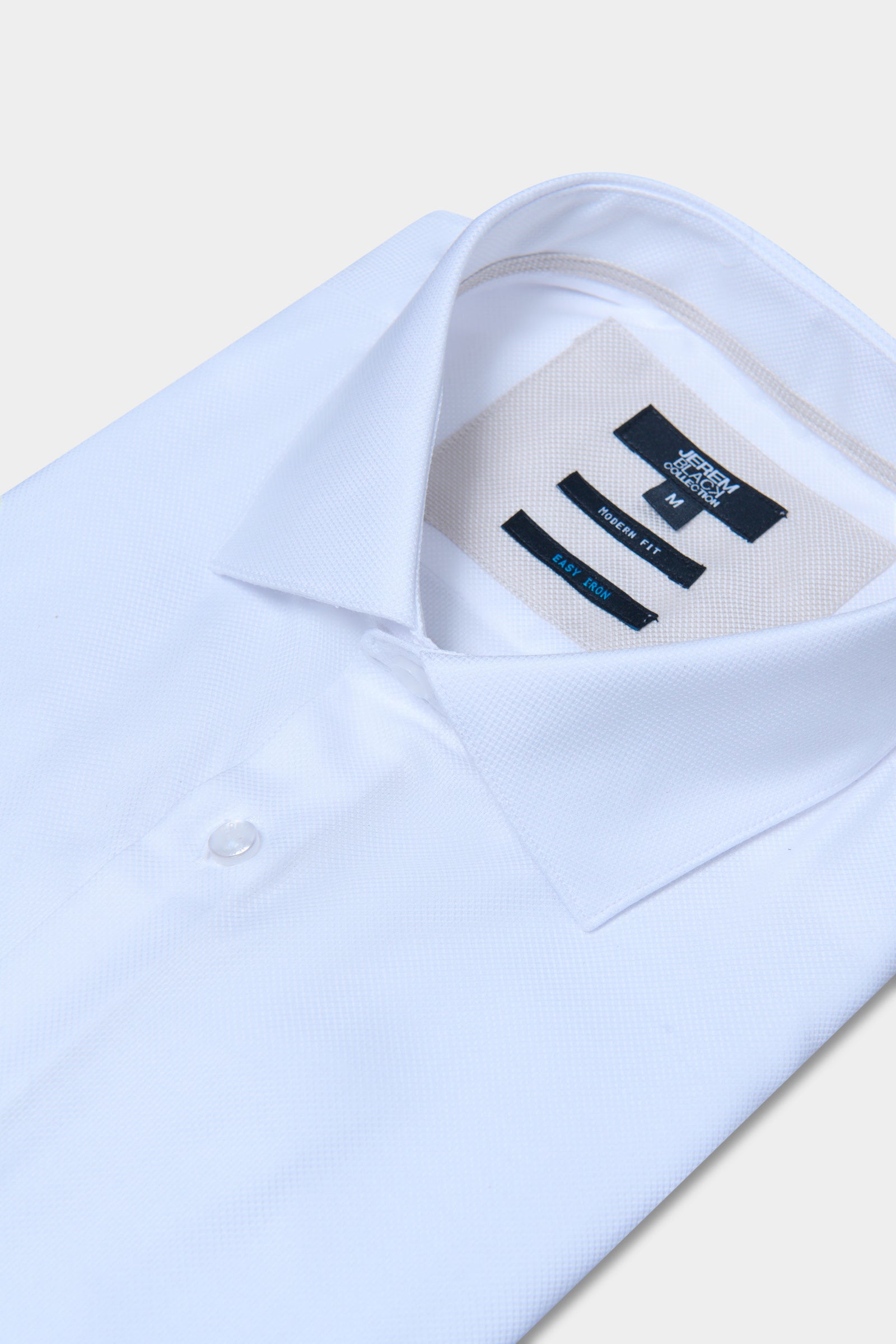 Chemise texturée en pur coton droite Jerem, col semi-italien, coupe droite