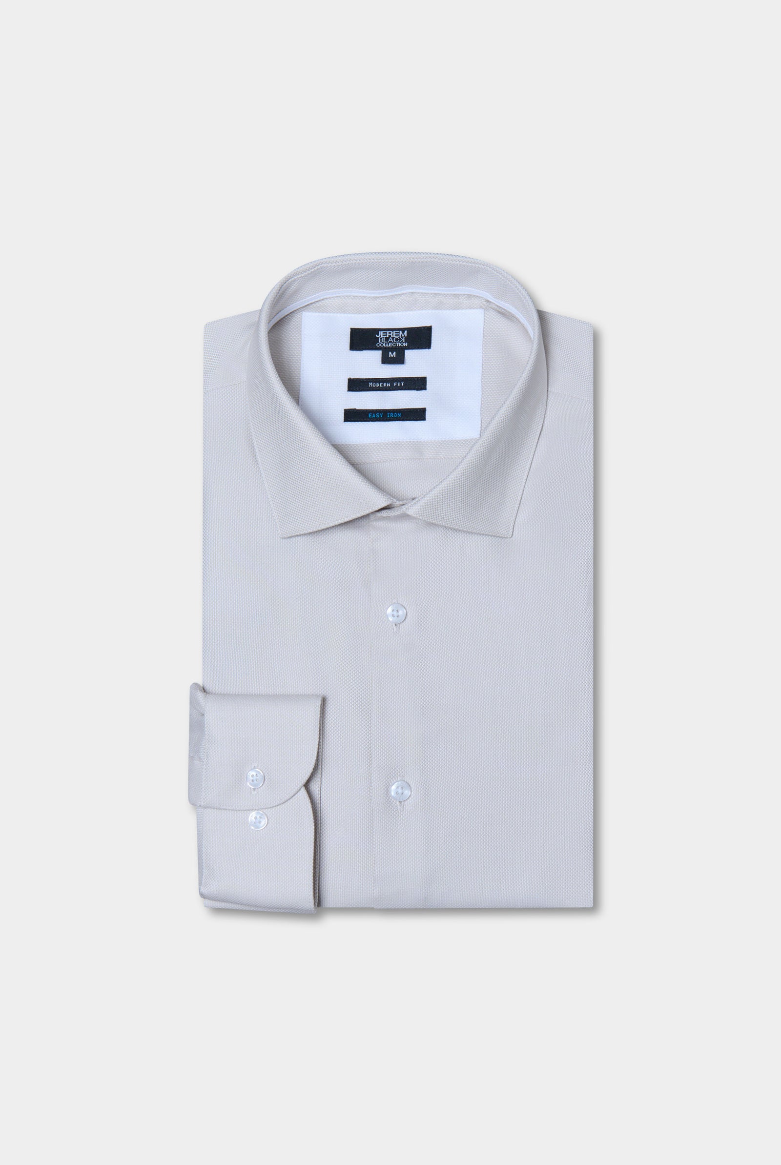 Chemise texturée, pur coton coupe droite Jerem, col semi-italien, coupe droite, coloris gris clair