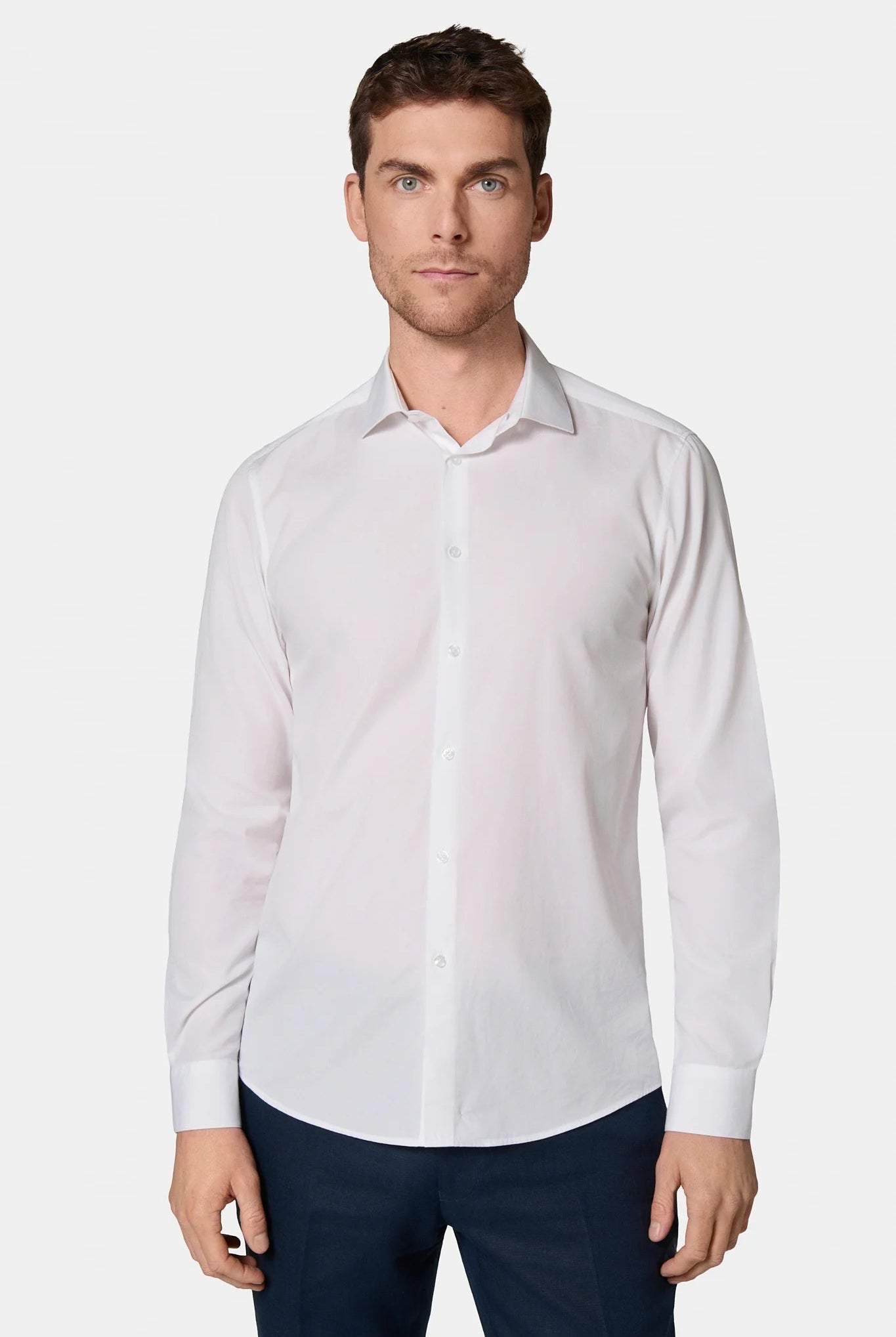 Chemise, twill de coton sans repassage comfort fit Jerem, coupe droite, sans repassage