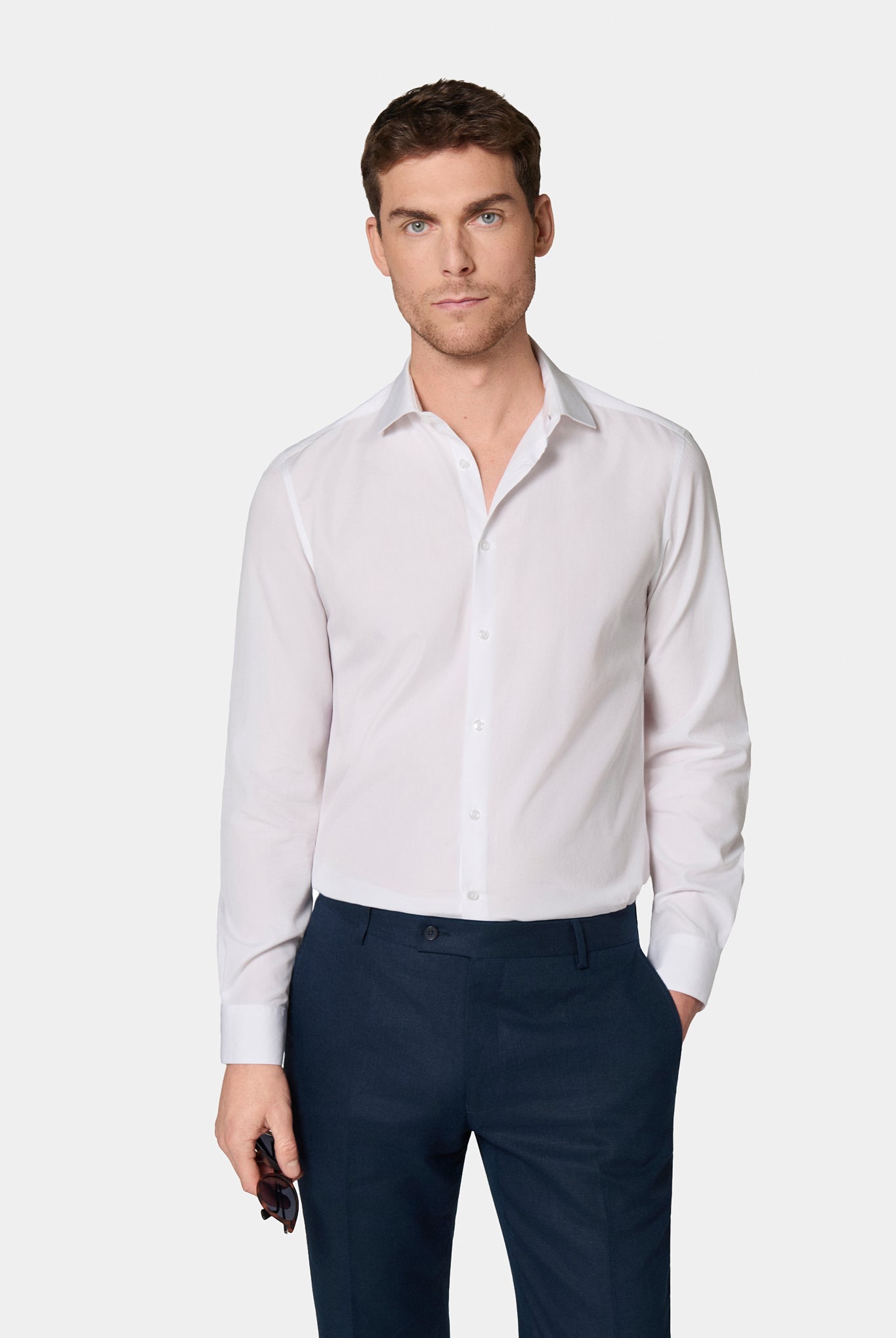 Chemise en twill de coton sans repassage comfort fit Jerem, col classique, coupe droite, sans repassage