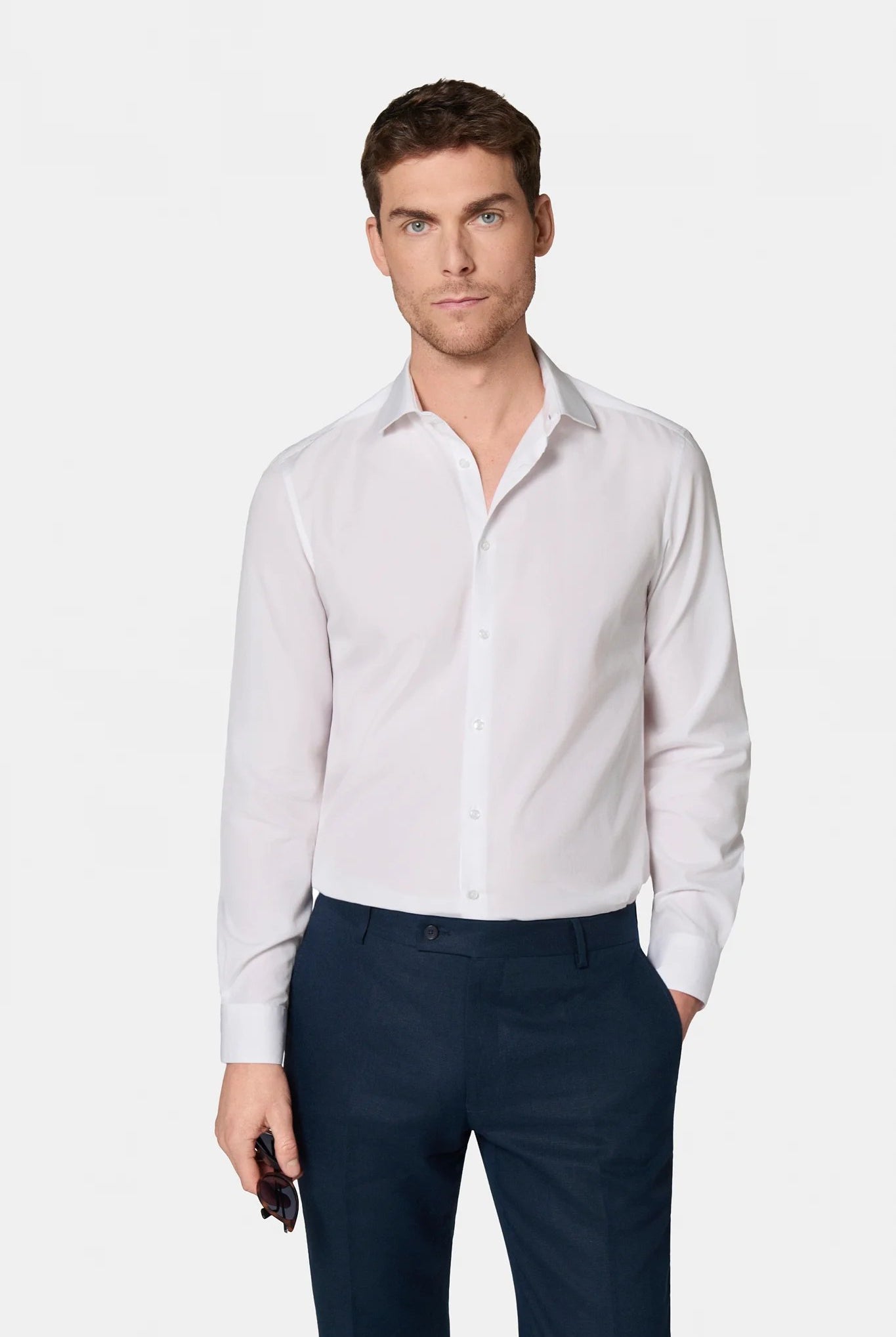 Chemise en twill de coton sans repassage comfort fit Jerem, col classique, coupe droite, sans repassage