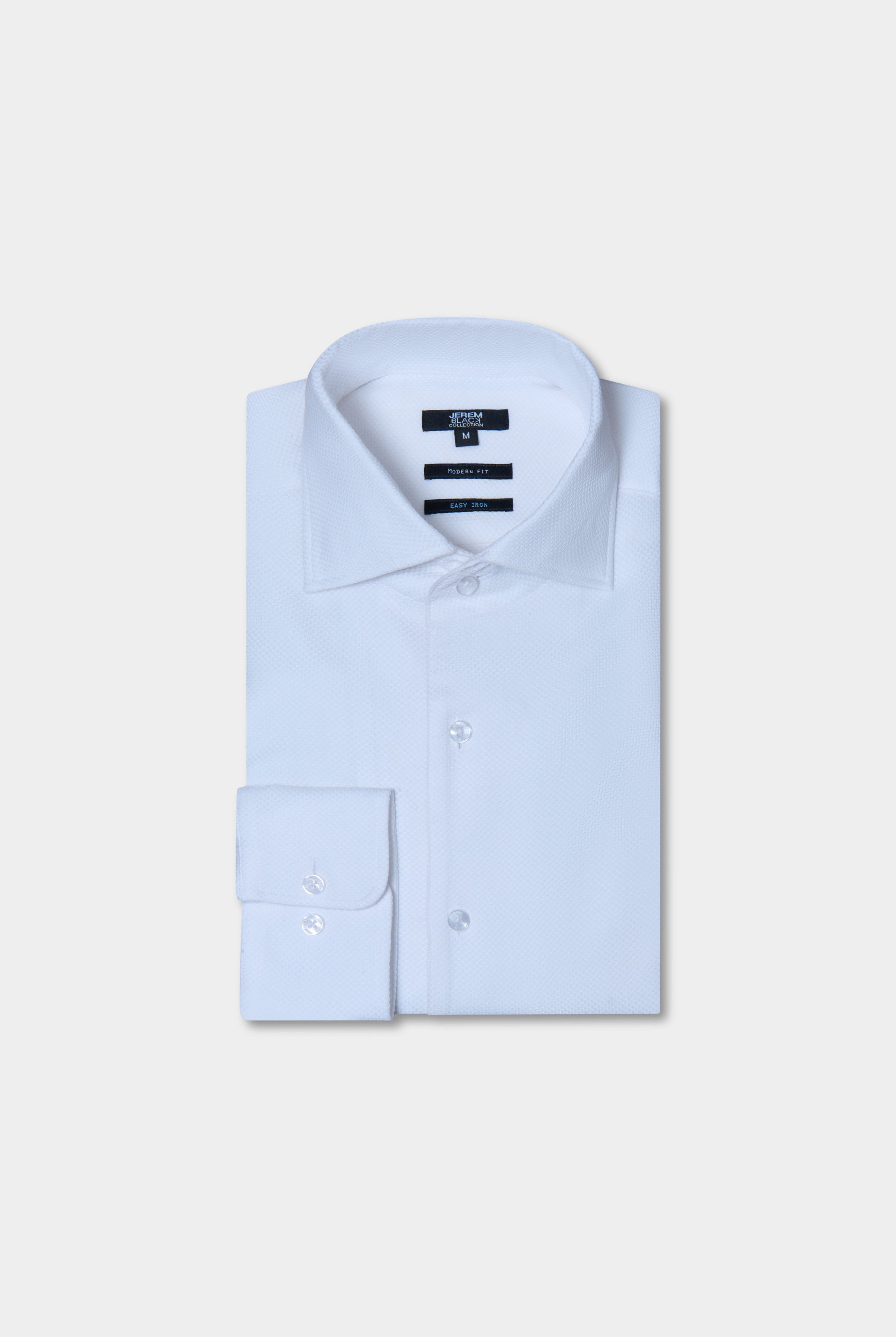 Chemise texturée en coton repassage facile droite Jerem, col classique, coupe droite