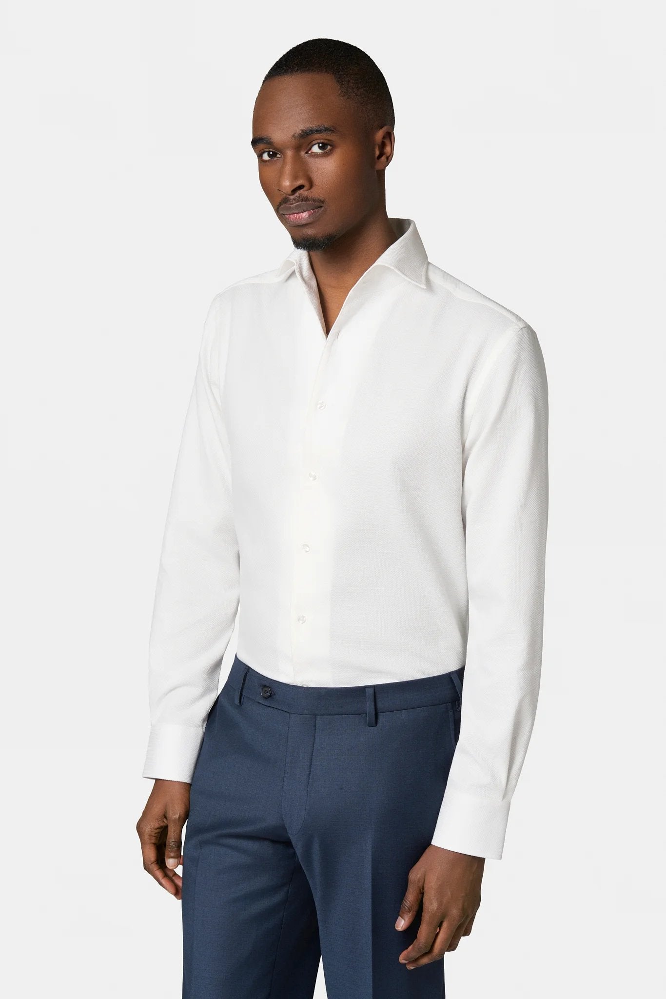 Chemise texturée en coton repassage facile coupe droite Jerem, col classique, coupe droite, repassage facile, coloris écru