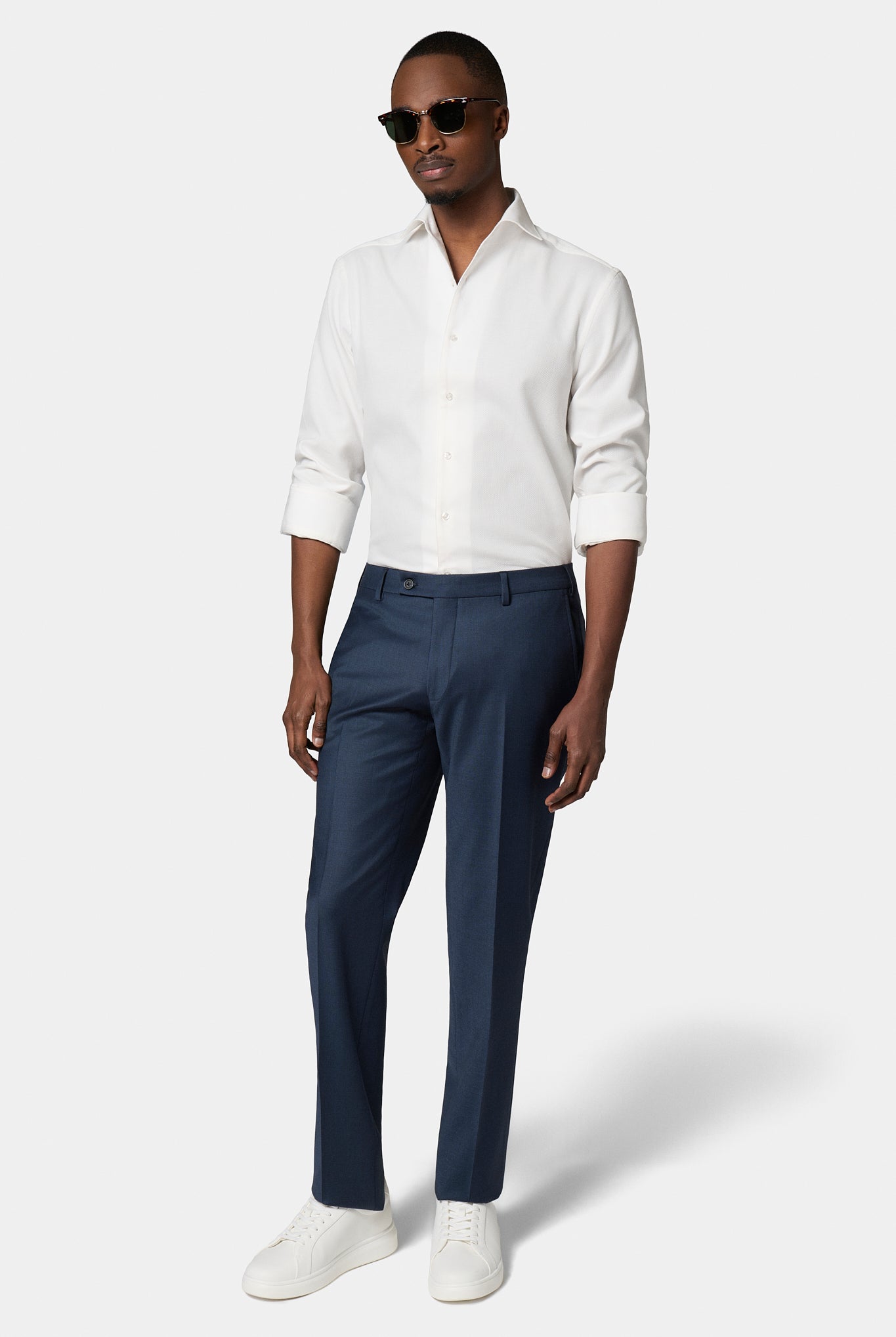 Coton repassage facile coupe droite — Chemise texturée Jerem, repassage facile, col classique, coloris écru