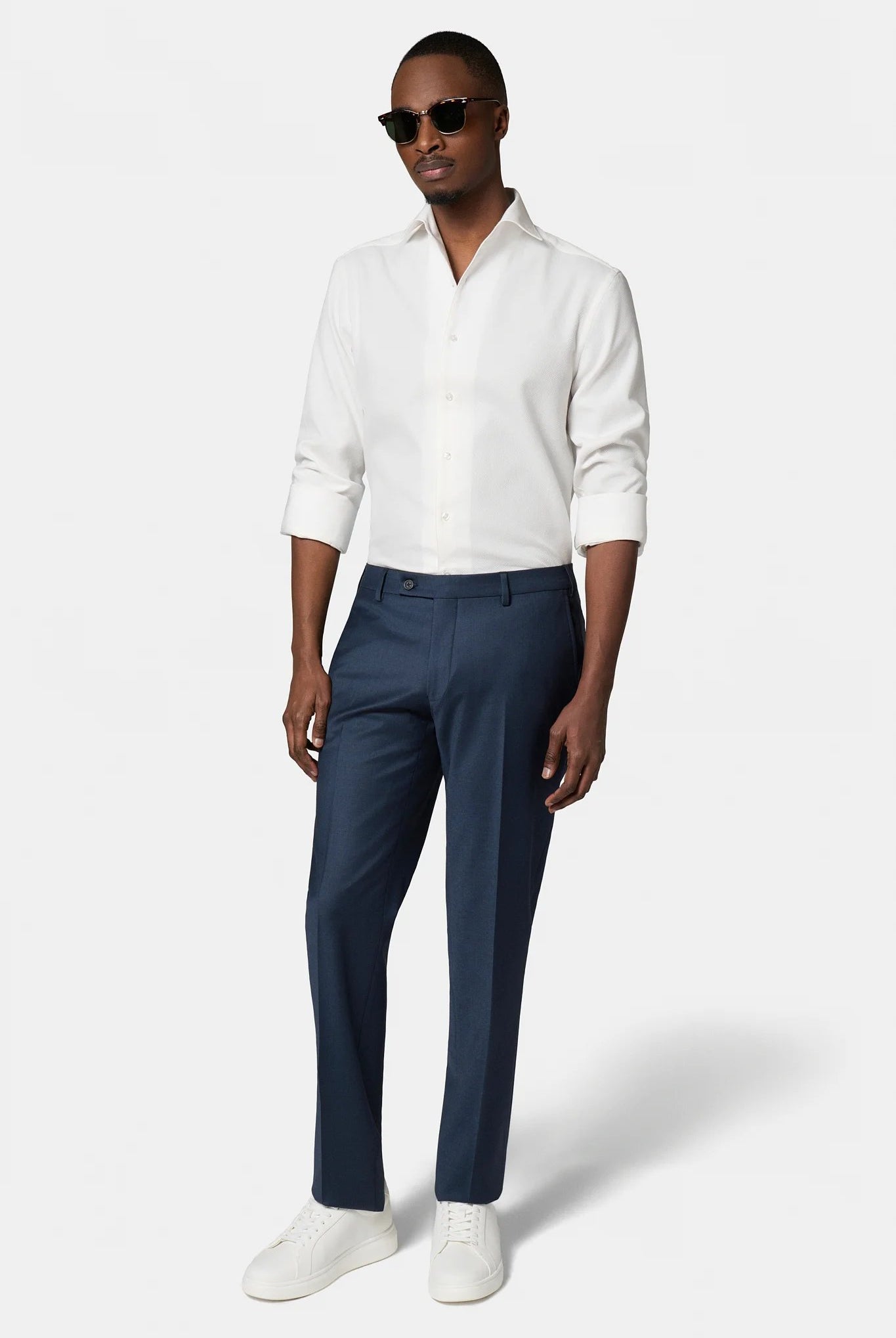 Coton repassage facile coupe droite — Chemise texturée Jerem, repassage facile, col classique, coloris écru