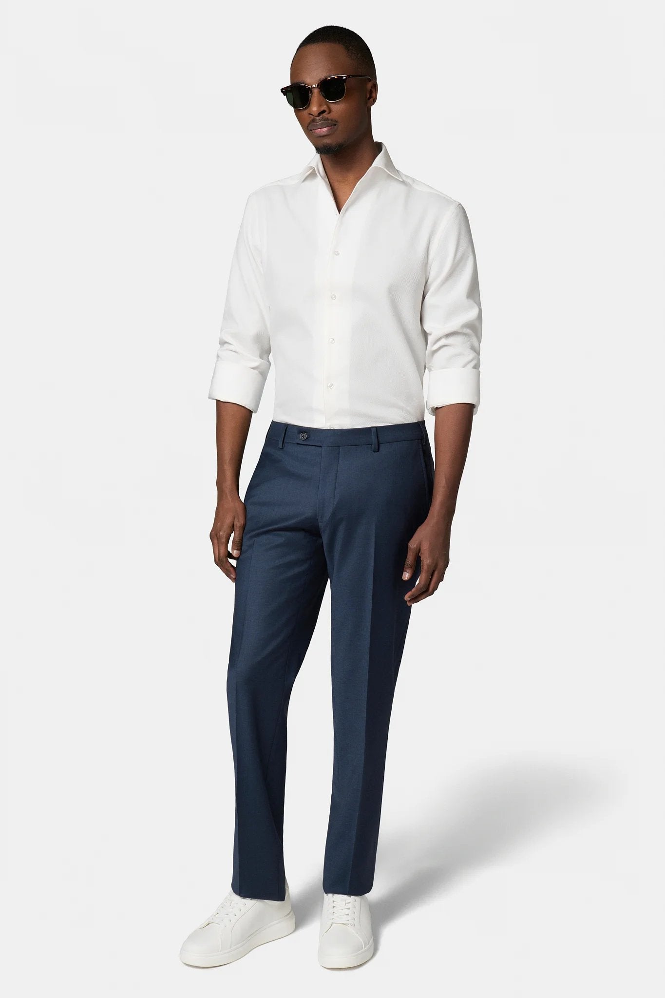Coton repassage facile coupe droite — Chemise texturée Jerem, repassage facile, col classique, coloris écru