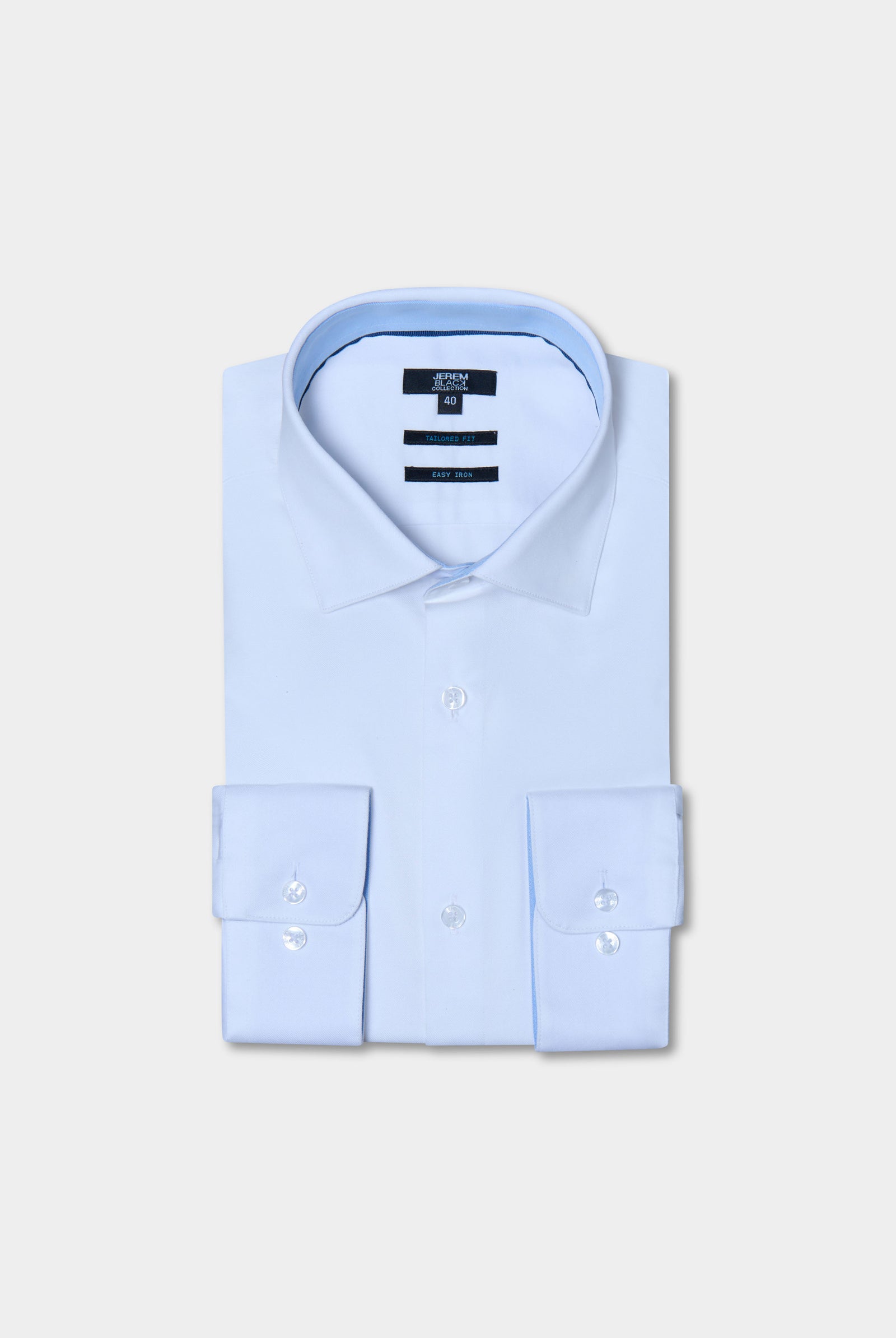 Chemise en twill de coton repassage facile ajustée Jerem, col semi-italien, coupe ajustée
