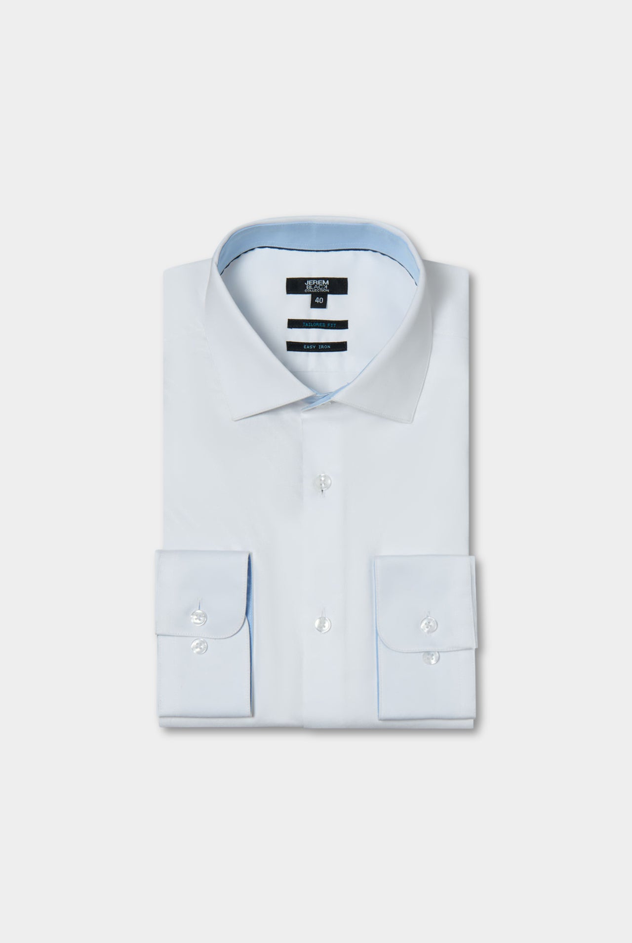Twill de coton repassage facile coupe ajustée — Chemise Jerem, col semi-italien, coupe ajustée