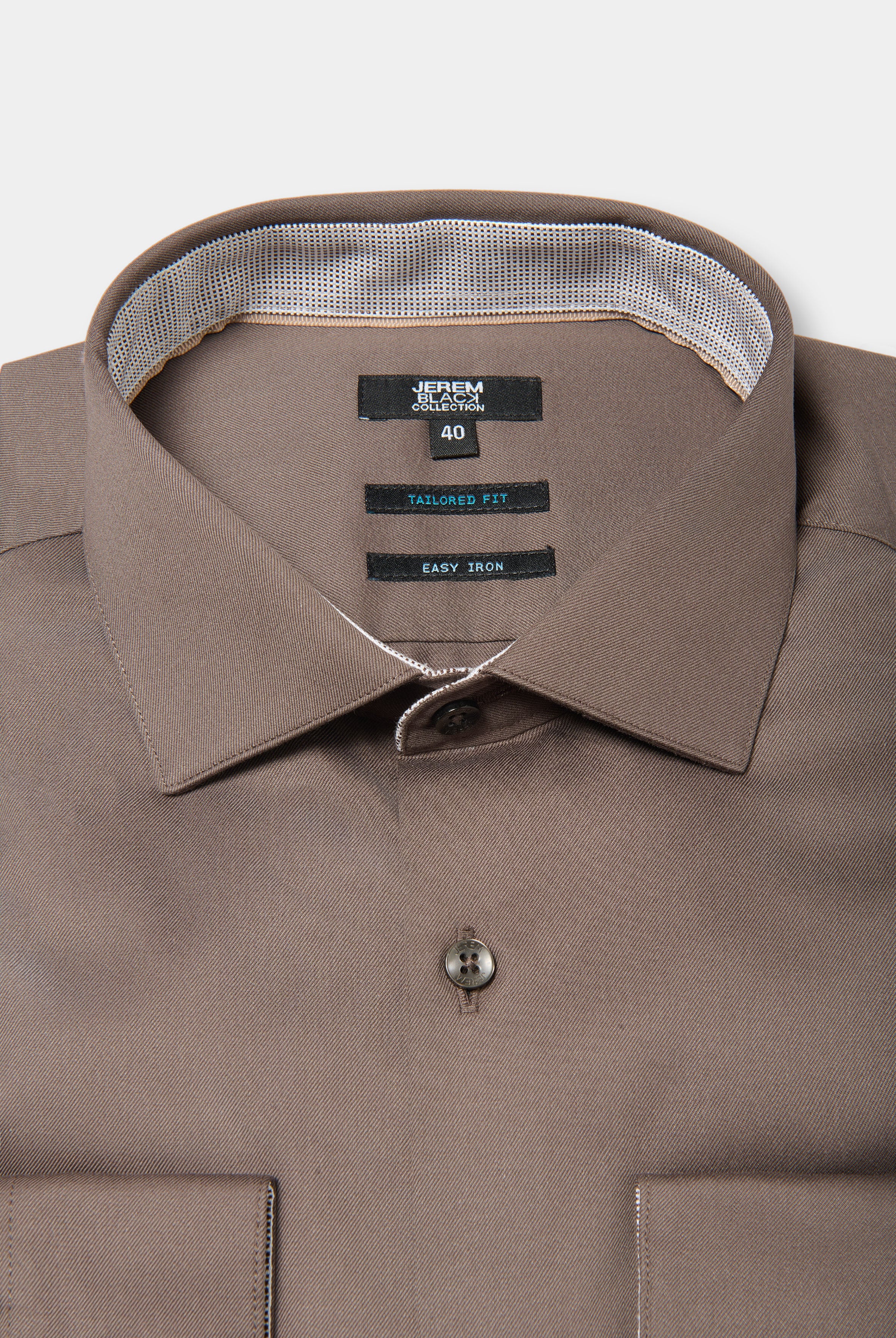 Chemise en twill de coton repassage facile ajustée Jerem, repassage facile, col semi-italien