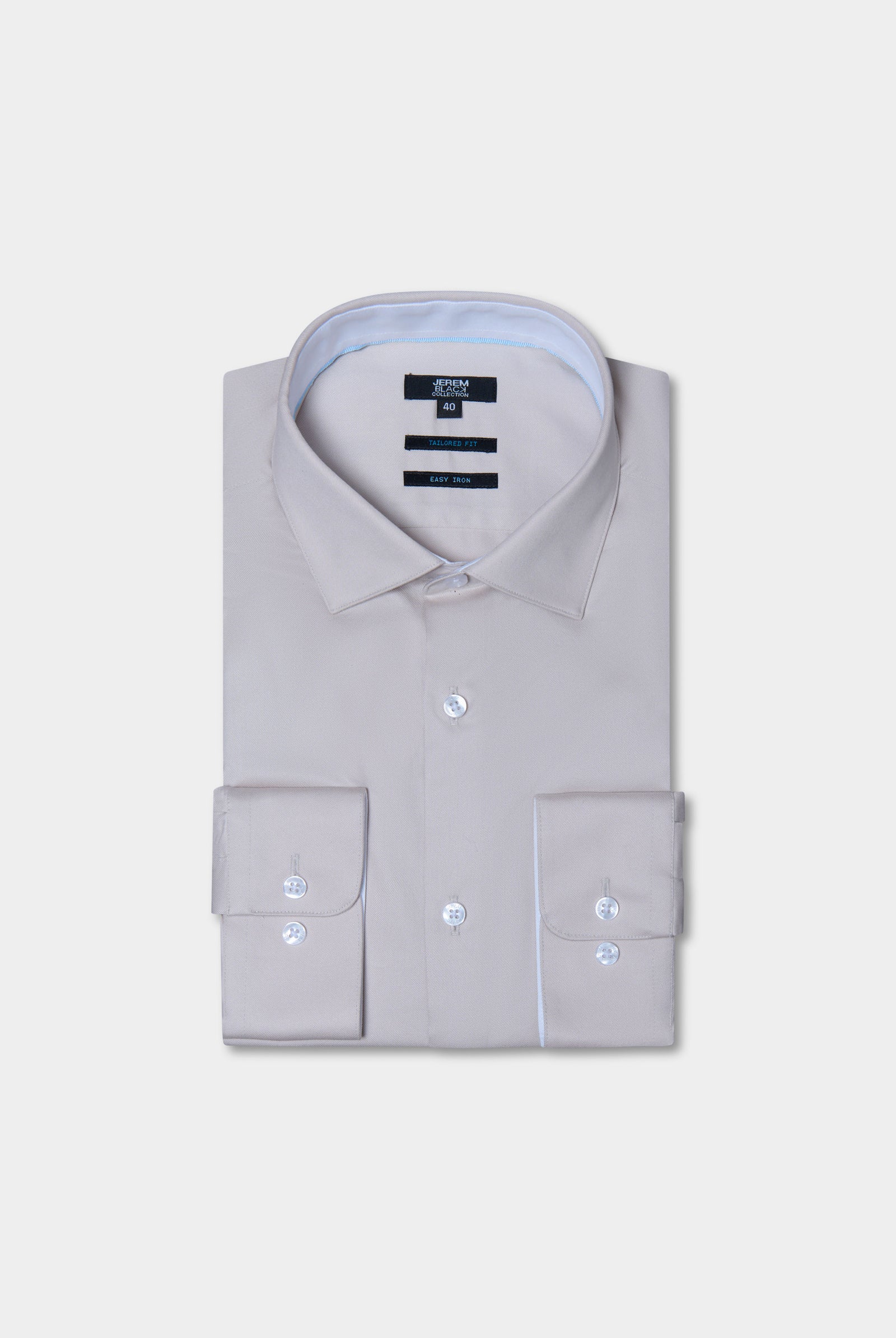 Chemise en twill de coton repassage facile coupe ajustée Jerem, col semi-italien, coupe ajustée, repassage facile