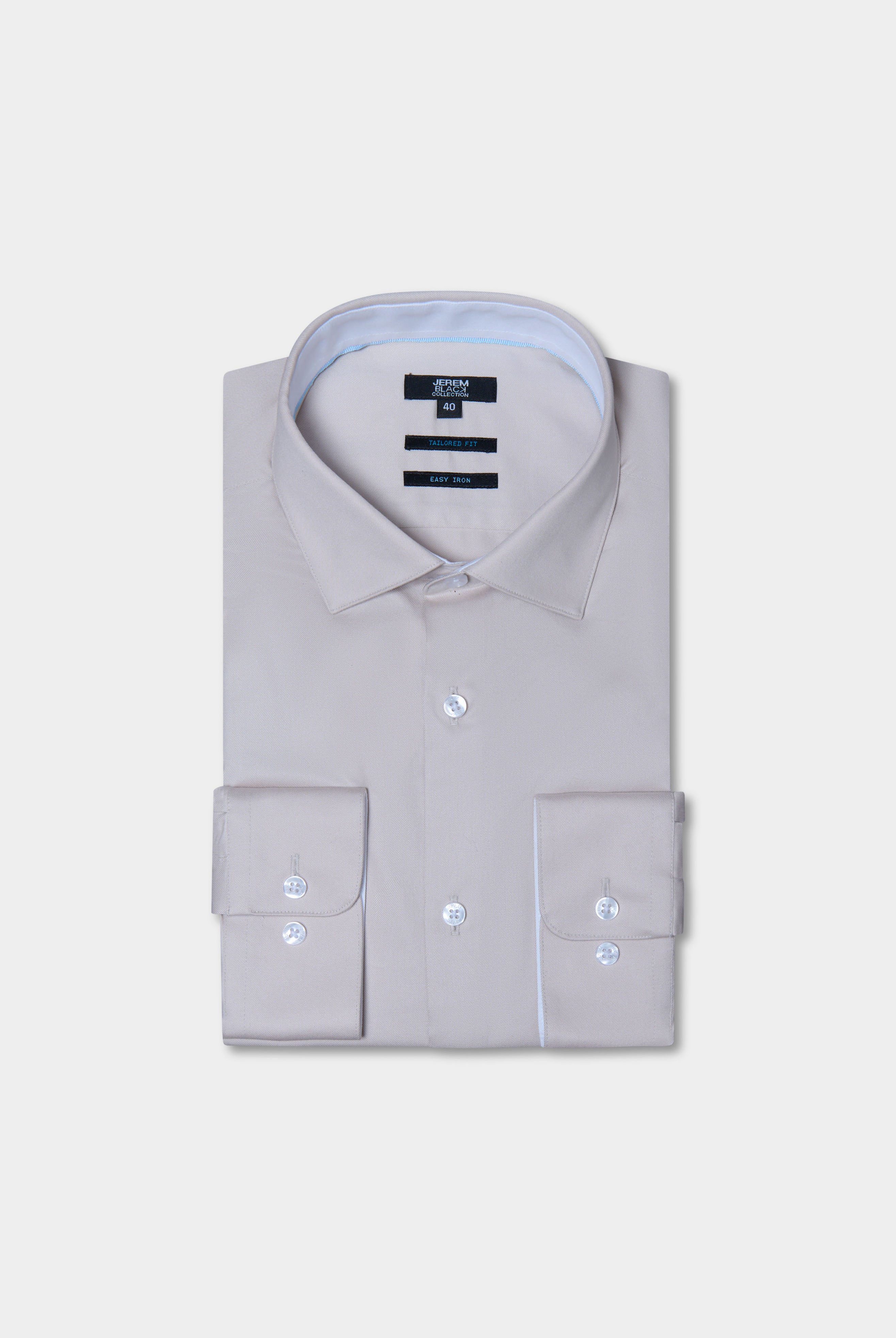Chemise en twill de coton repassage facile coupe ajustée Jerem, col semi-italien, coupe ajustée, repassage facile