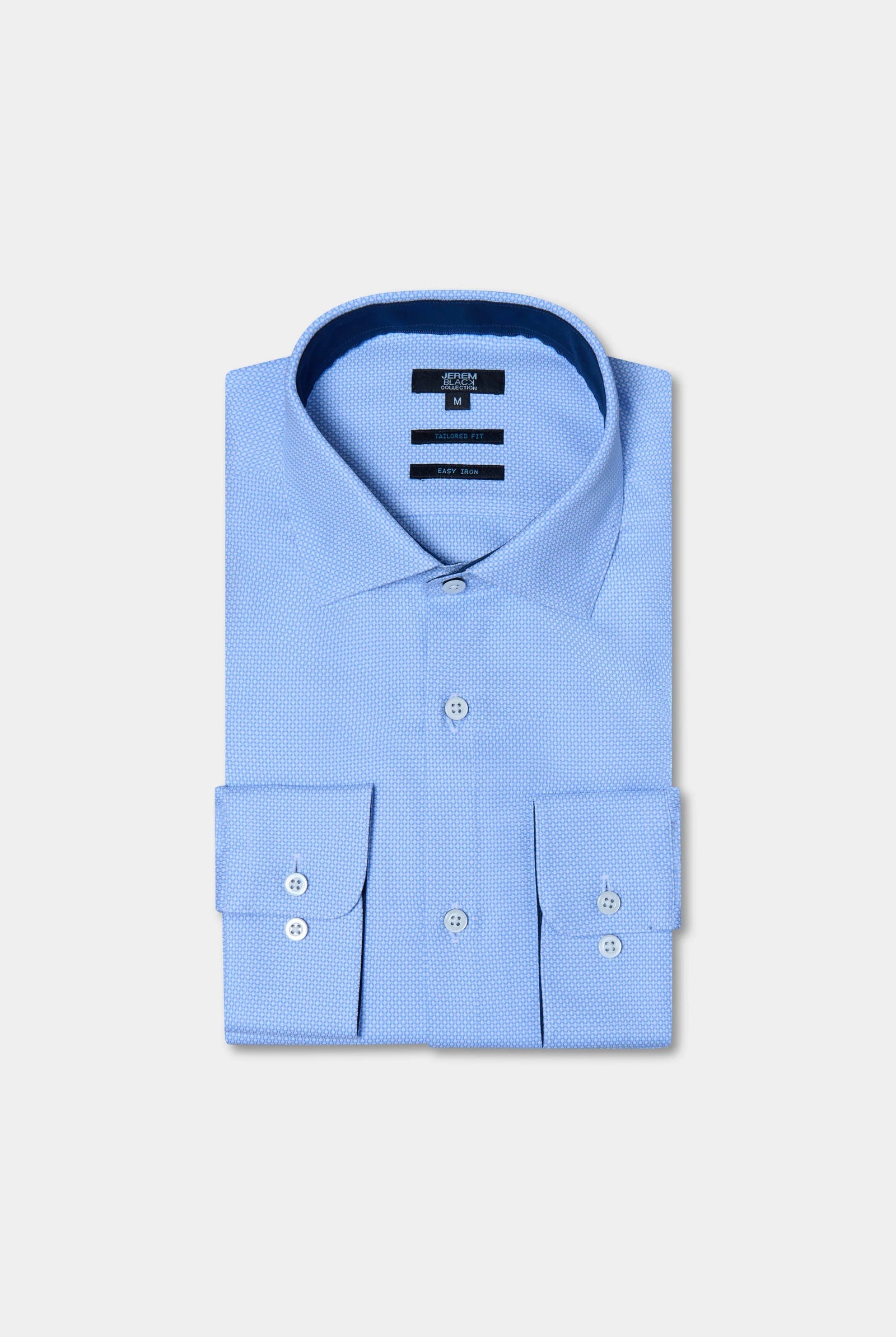 Chemise texturée en coton repassage facile coupe ajustée Jerem, col semi-italien, coupe ajustée, repassage facile