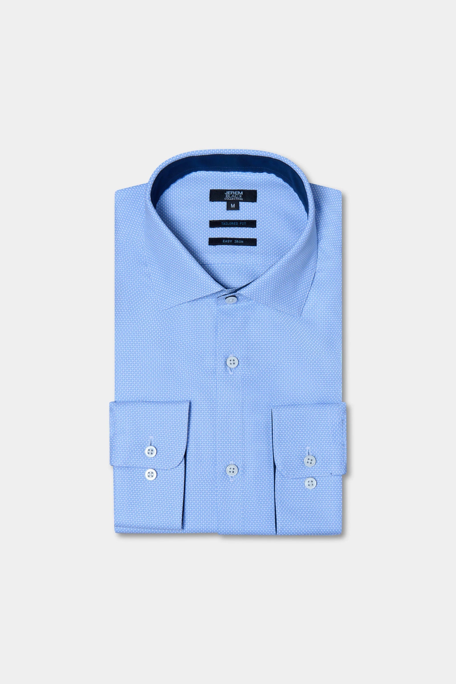 Chemise texturée en coton repassage facile coupe ajustée Jerem, col semi-italien, coupe ajustée, repassage facile