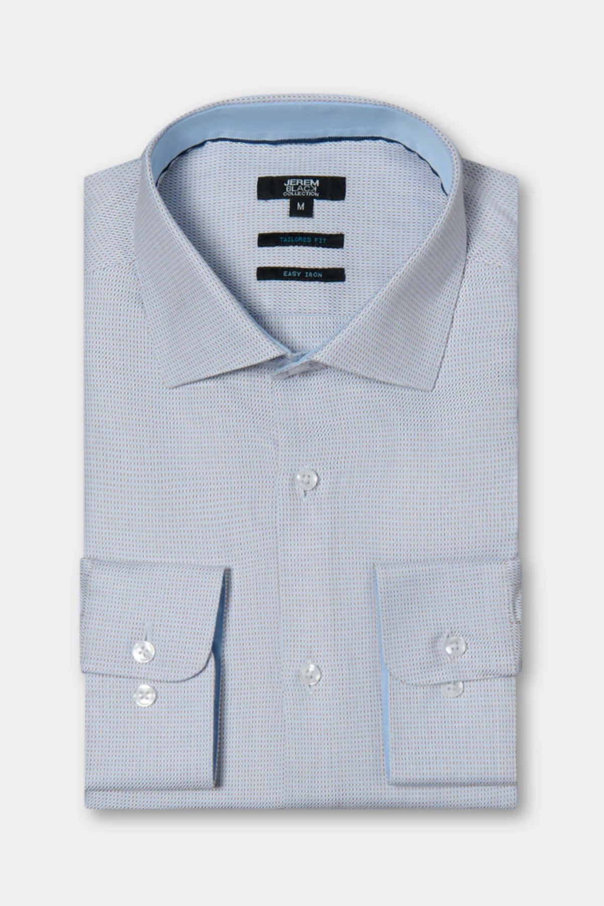 Chemise texturée en coton repassage facile coupe ajustée col semi-italien Jerem, col semi-italien, coupe ajustée, repassag...