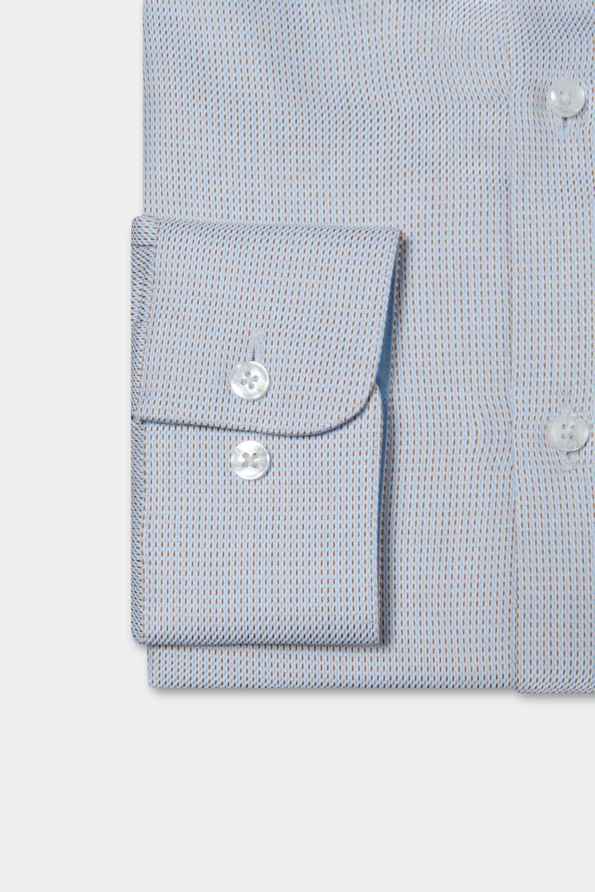 Coton repassage facile coupe ajustée col semi-italien — Chemise texturée Jerem, repassage facile, col semi-italien