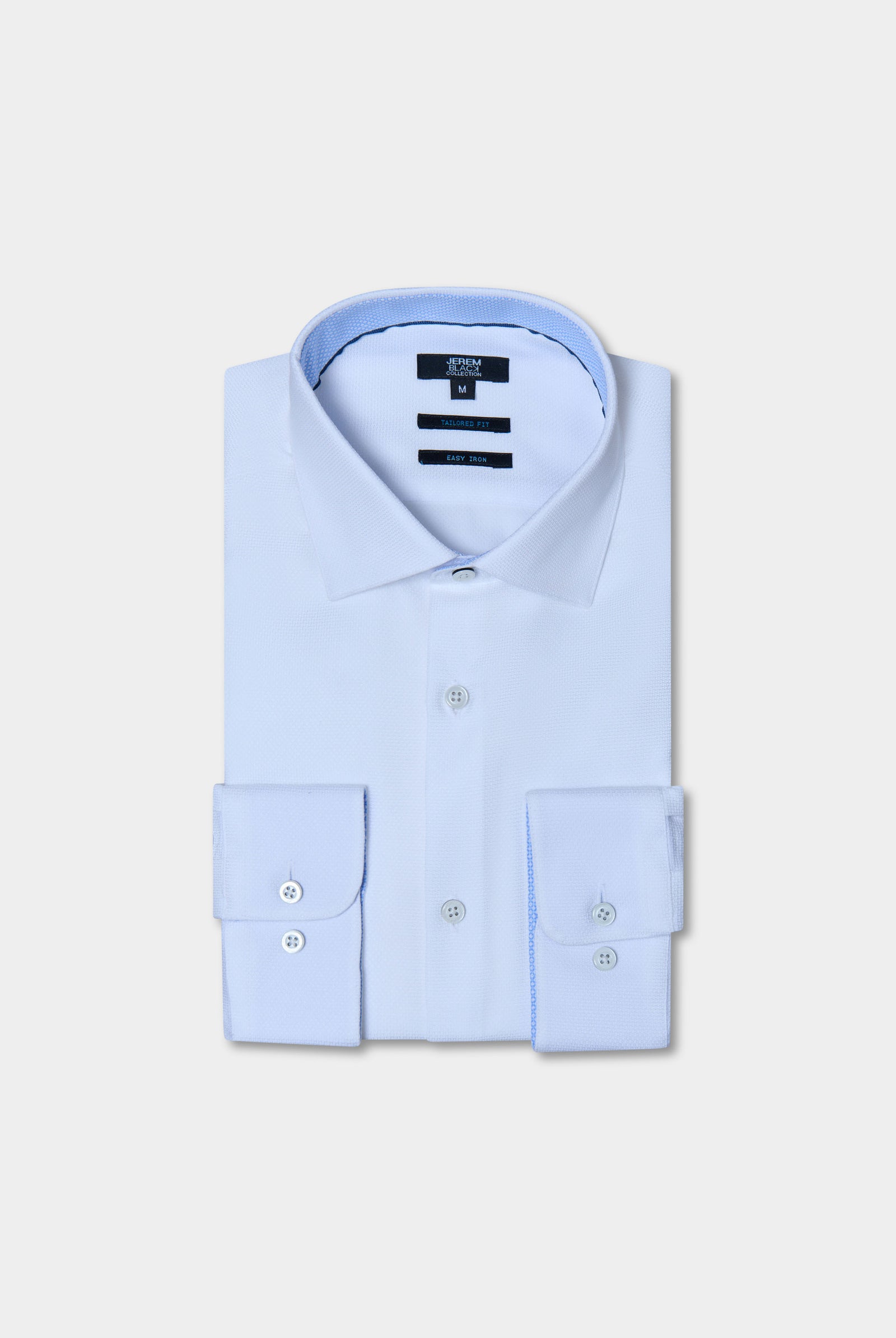 Chemise texturée en coton repassage facile Jerem, col semi-italien, coupe ajustée, repassage facile