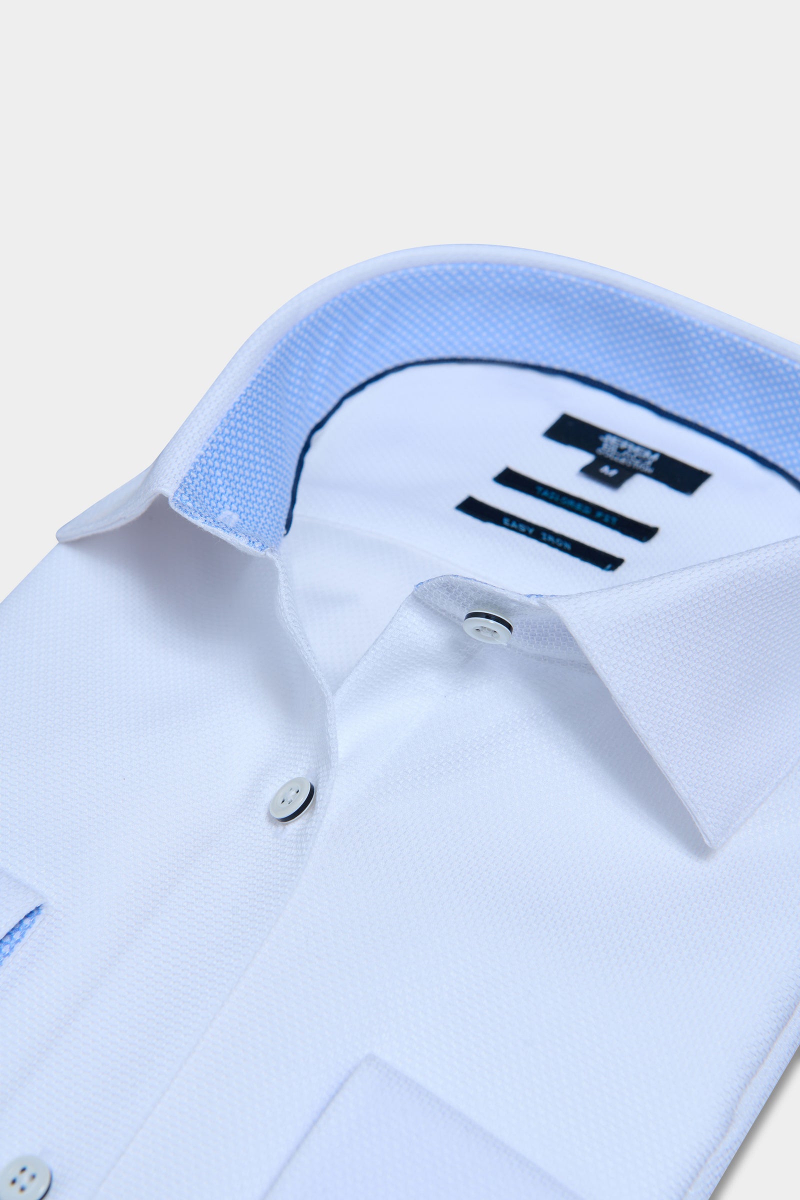 Coton repassage facile — Chemise texturée Jerem, repassage facile, col semi-italien