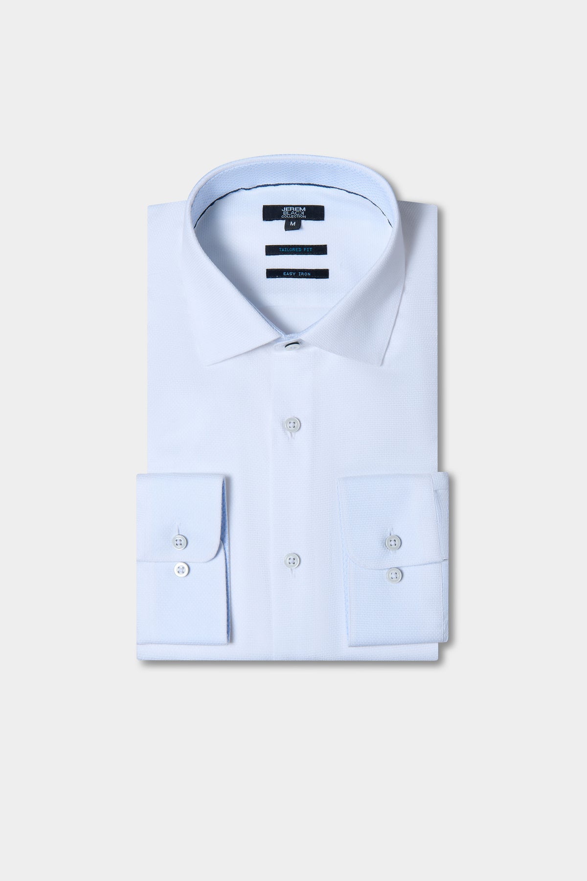 Camisa texturizada de algodón de fácil planchado corte ajustado