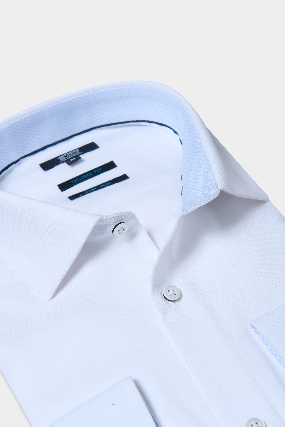 Camisa texturizada de algodón de fácil planchado corte ajustado