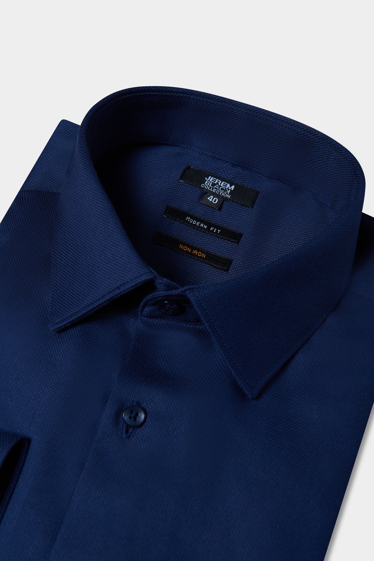 Chemise droite en pur coton texturé sans repassage