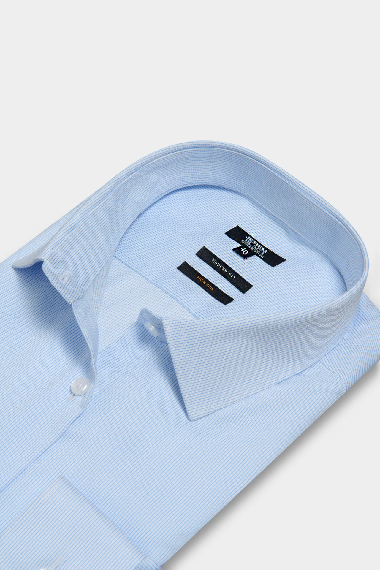 Chemise texturée à fines rayures bleues, pur coton sans repassage coupe droite Jerem, coupe droite, sans repassage