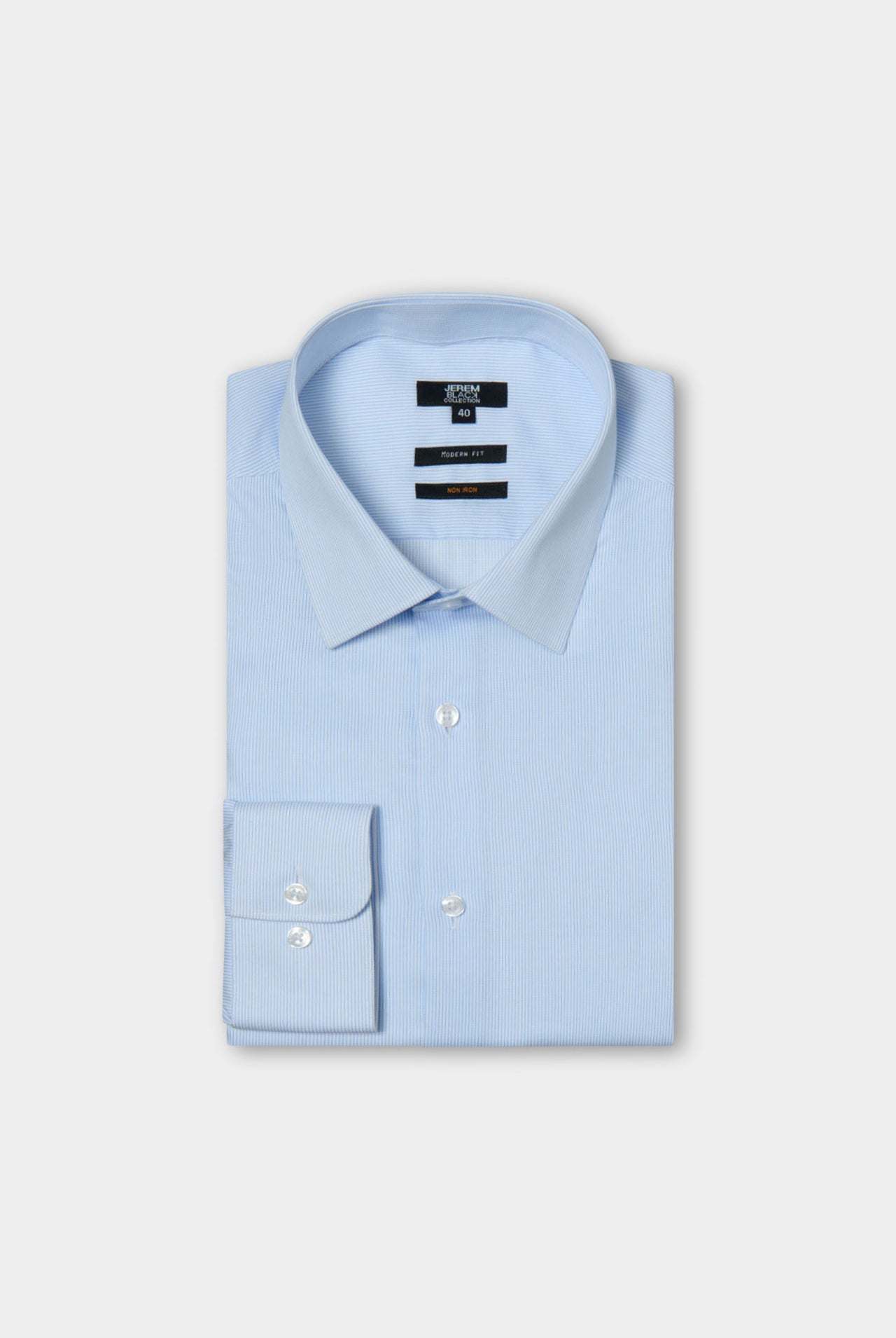 Chemise texturée à fines rayures bleues en pur coton sans repassage coupe droite Jerem, col classique, coupe droite, sans repassage