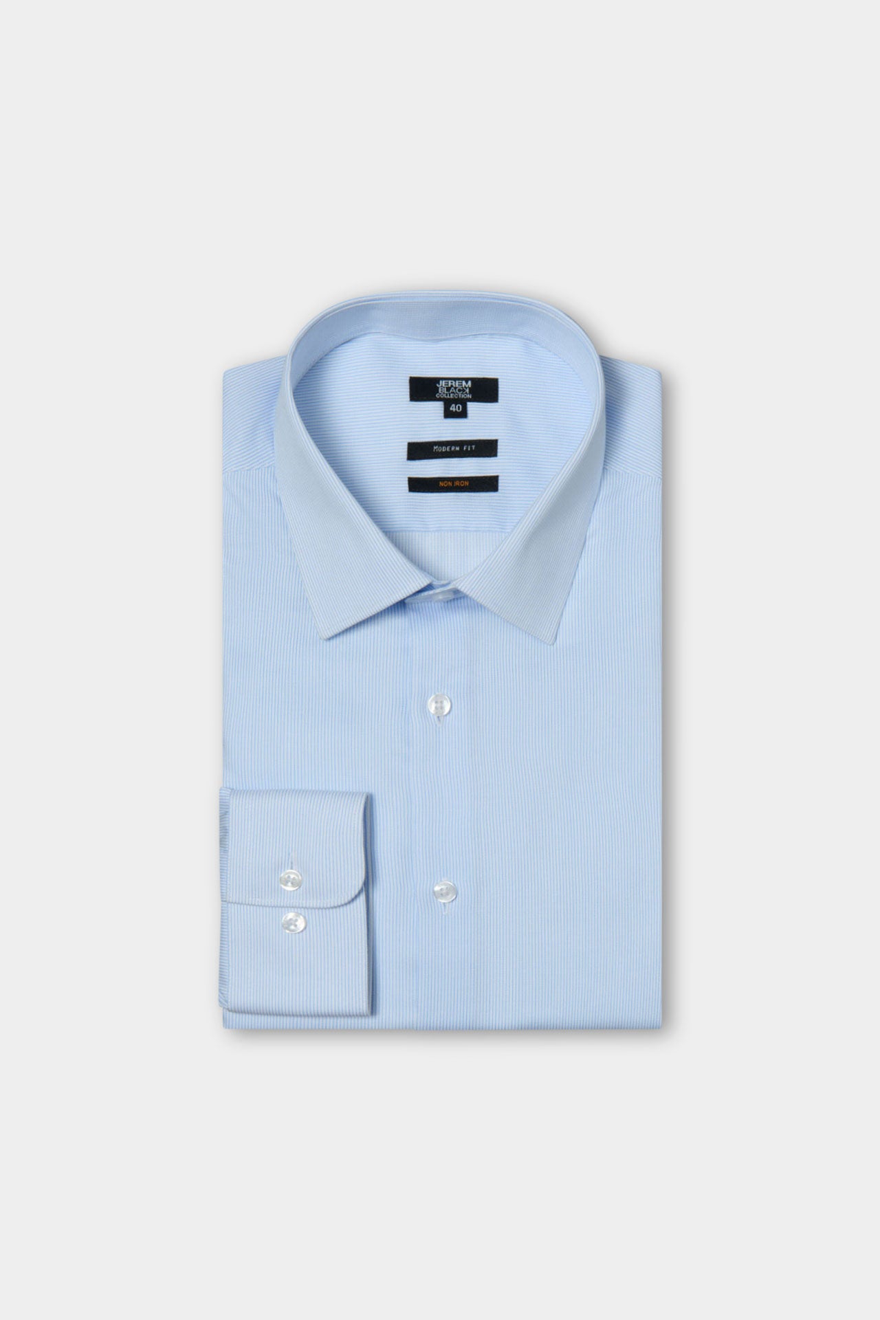 Chemise texturée à fines rayures bleues en pur coton sans repassage coupe droite Jerem, col classique, coupe droite, sans repassage