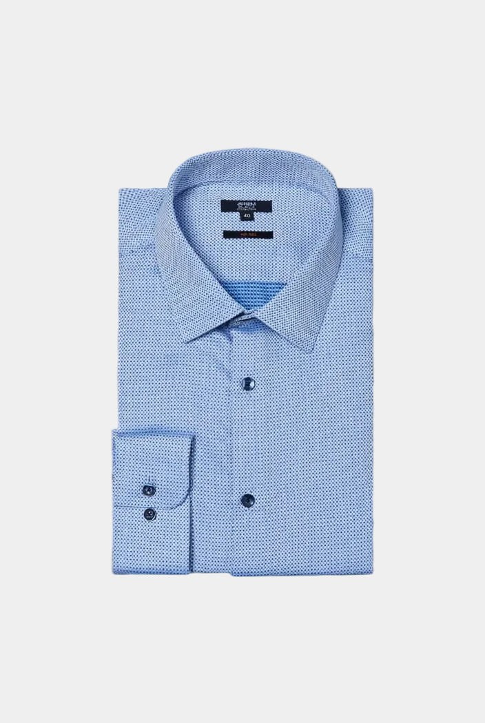 Chemise texturée en coton sans repassage coupe droite Jerem, col classique, coupe droite, sans repassage