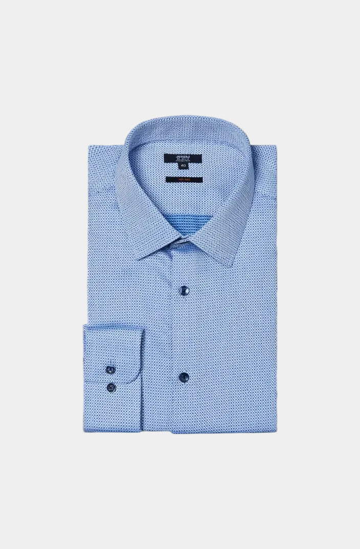 Chemise texturée en coton sans repassage coupe droite Jerem, col classique, coupe droite, sans repassage