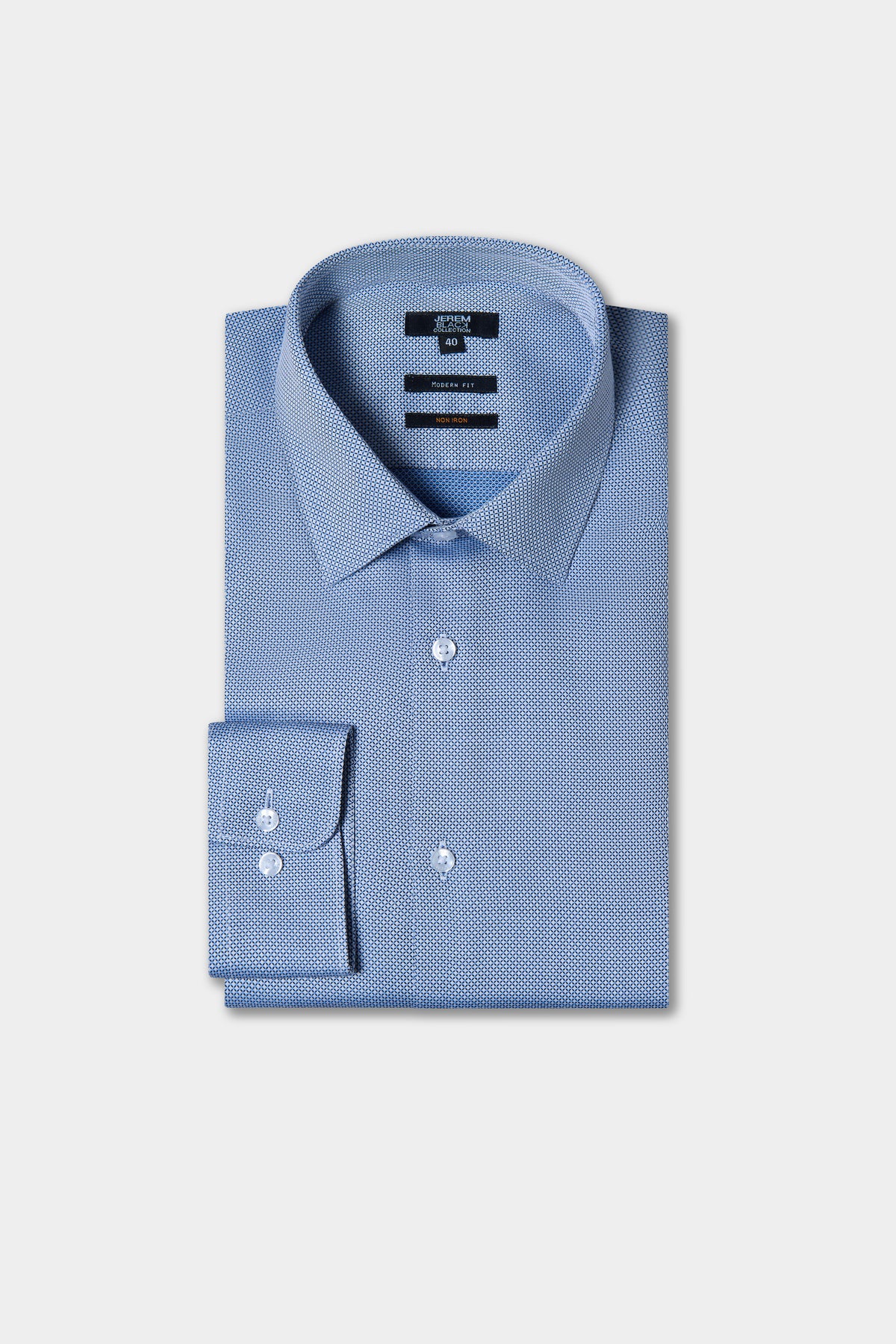 Straight-cut non-iron shirt with diamond motif