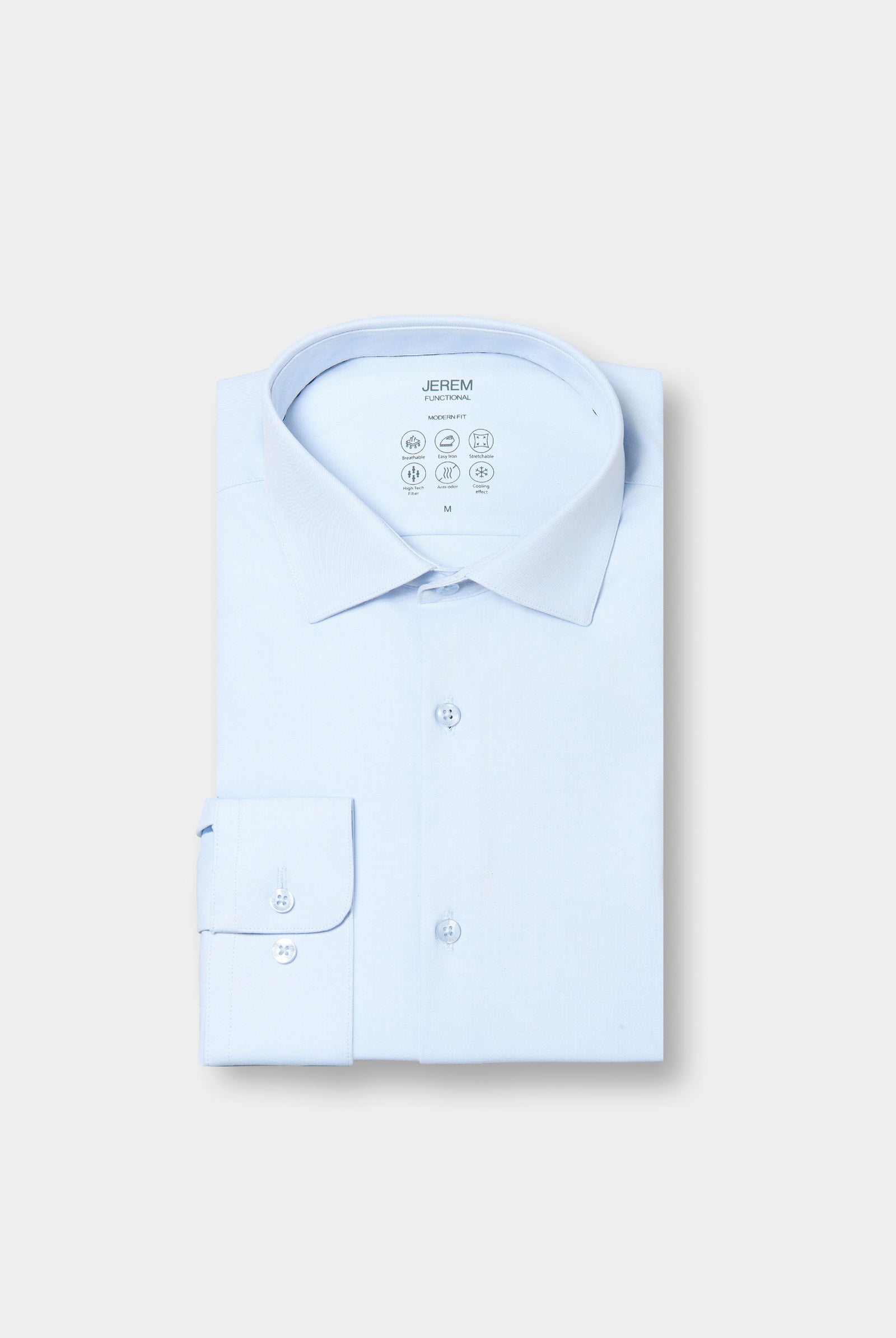 Chemise en tissu COOLMAX® confort et performance coupe droite Jerem, col semi-italien, coupe droite