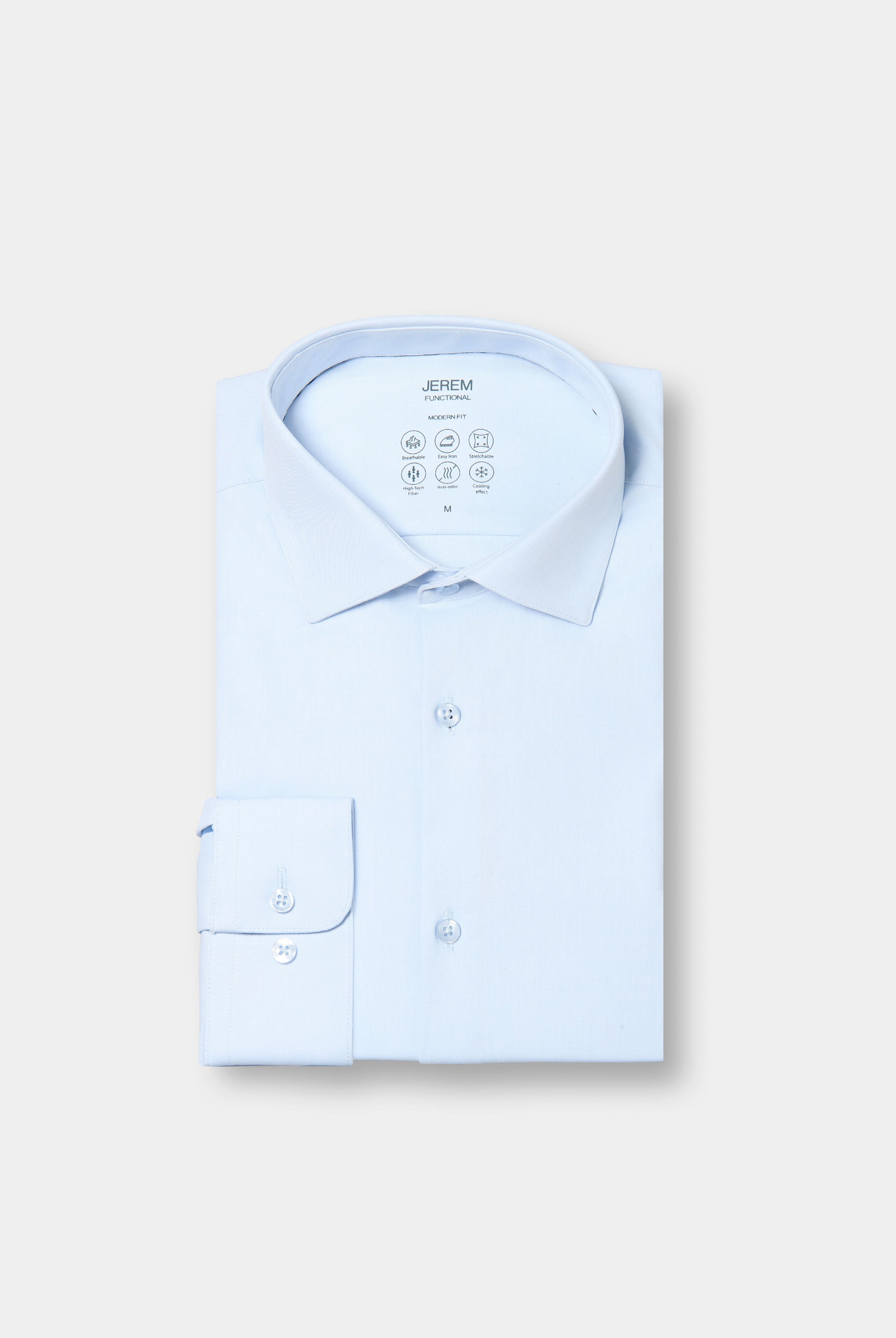 Chemise en tissu COOLMAX® confort et performance coupe droite Jerem, col semi-italien, coupe droite
