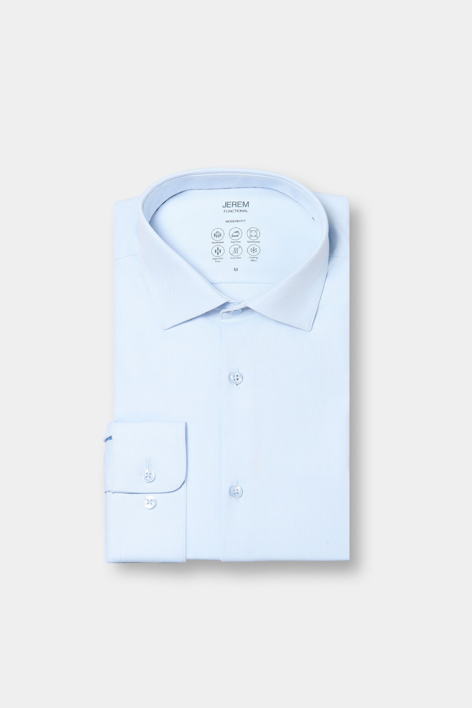 Chemise en tissu COOLMAX® confort et performance coupe droite Jerem, col semi-italien, coupe droite