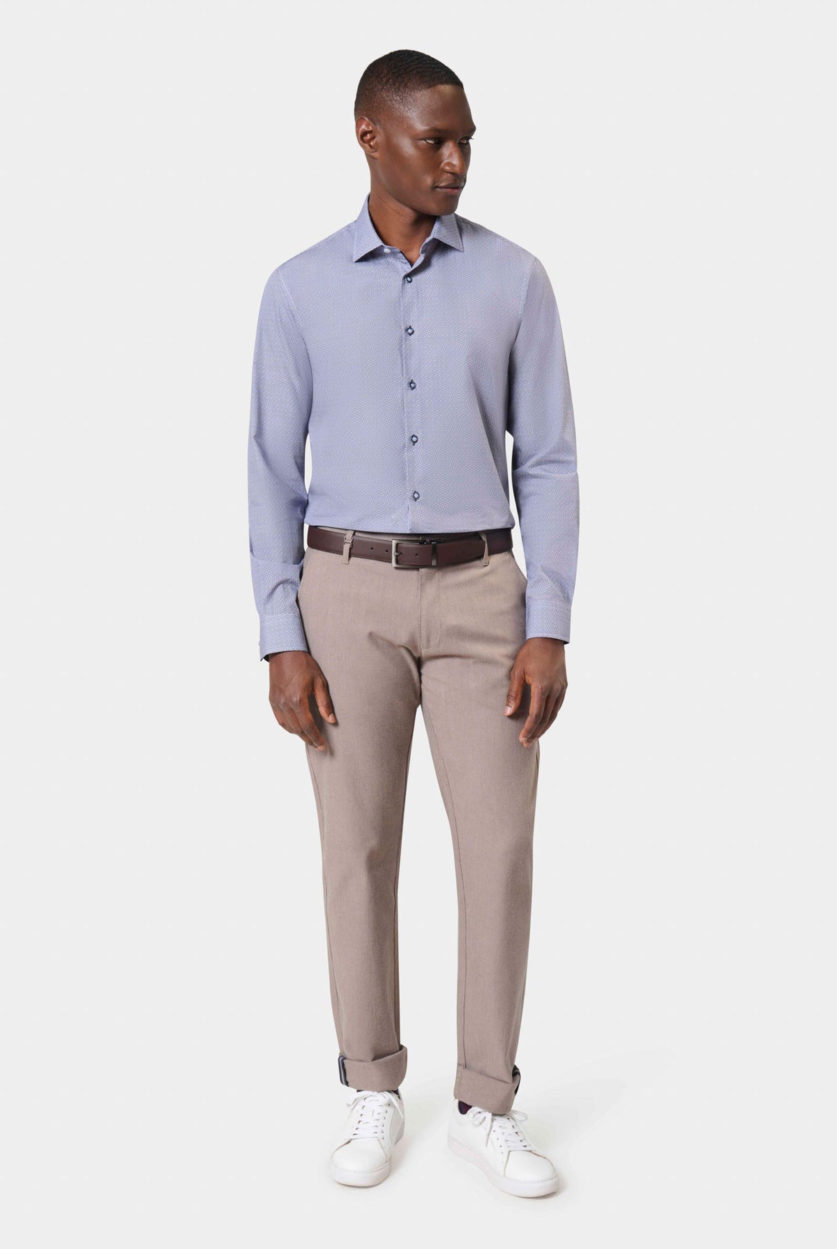 Chemise ajustée à imprimé géométrique en coton Jerem Paris, vue de face