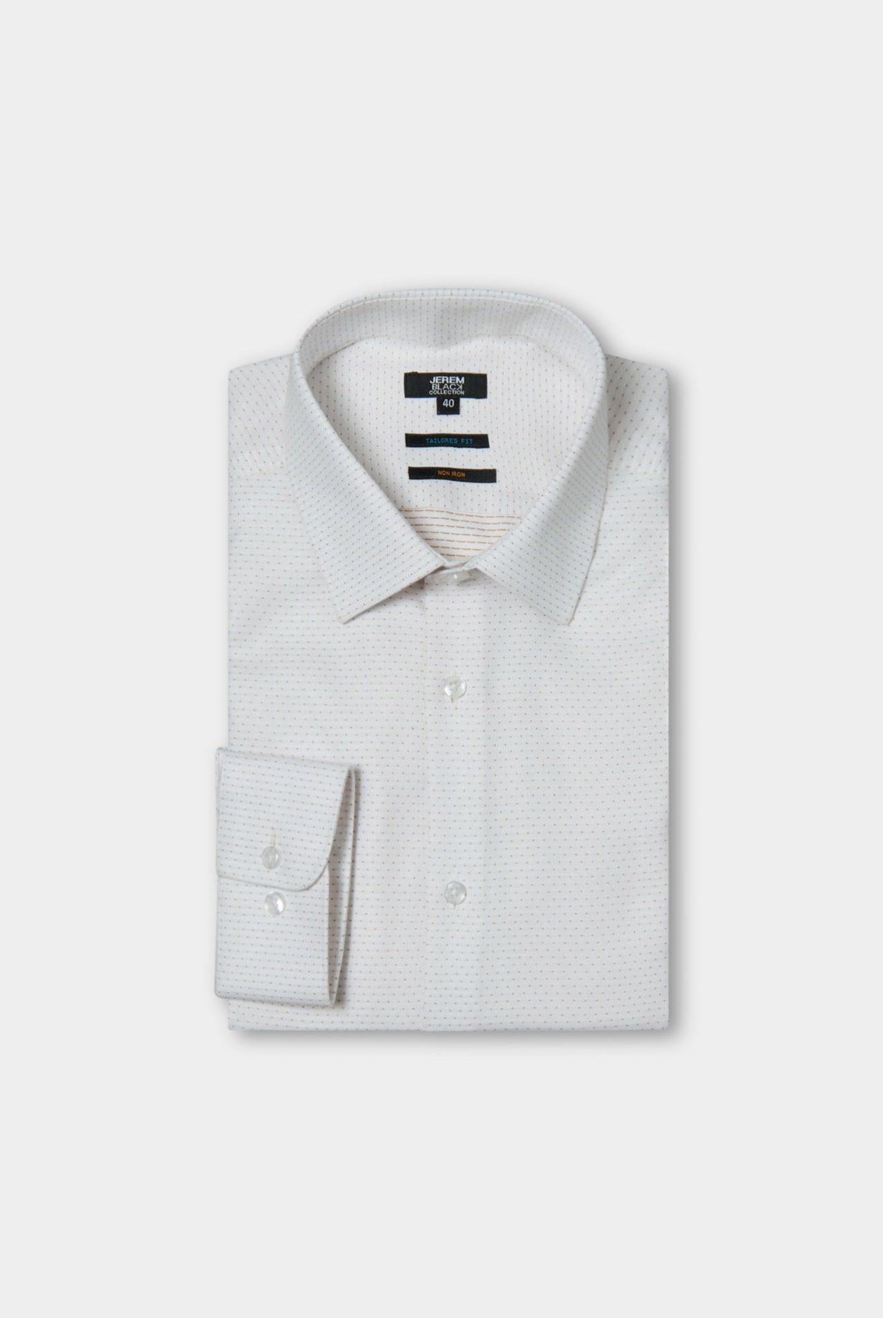 Chemise à pois texturée en coton sans repassage Jerem, col classique, coupe ajustée, sans repassage