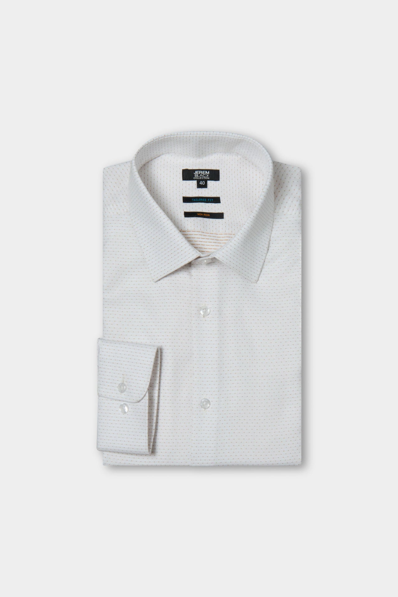 Chemise à pois texturée en coton sans repassage Jerem, col classique, coupe ajustée, sans repassage