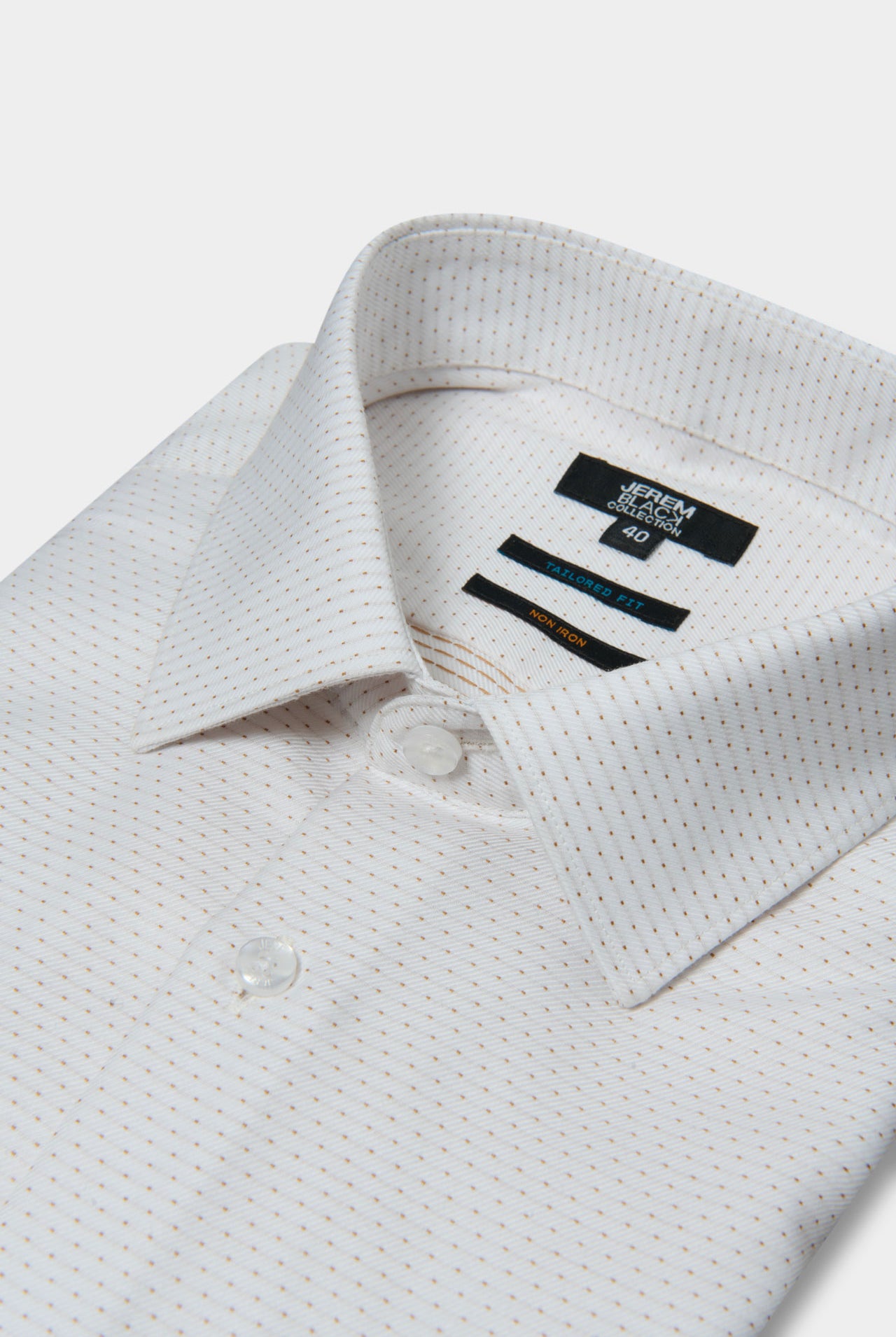 Chemise à pois texturée, coton sans repassage Jerem, coupe ajustée, sans repassage