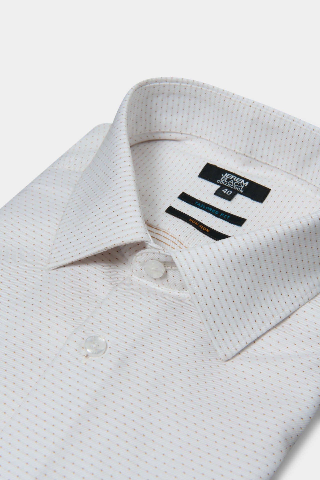 Chemise à pois texturée, coton sans repassage Jerem, coupe ajustée, sans repassage