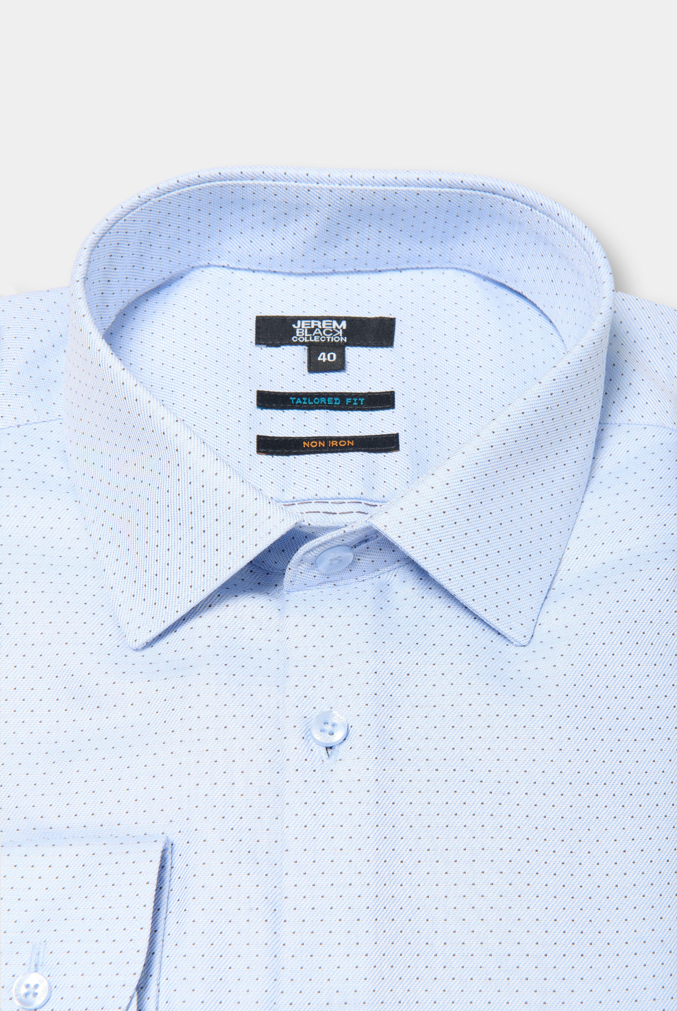 Chemise à pois texturée, coton sans repassage Jerem, sans repassage, col classique