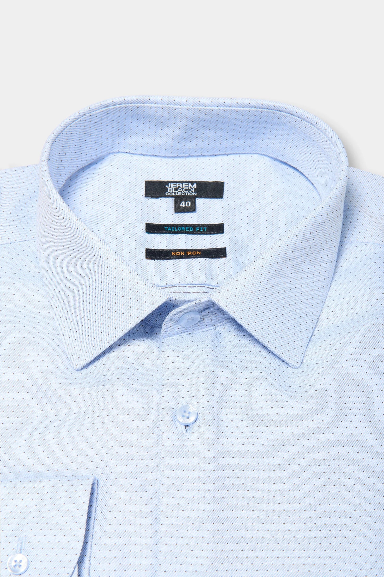 Chemise à pois texturée, coton sans repassage Jerem, sans repassage, col classique