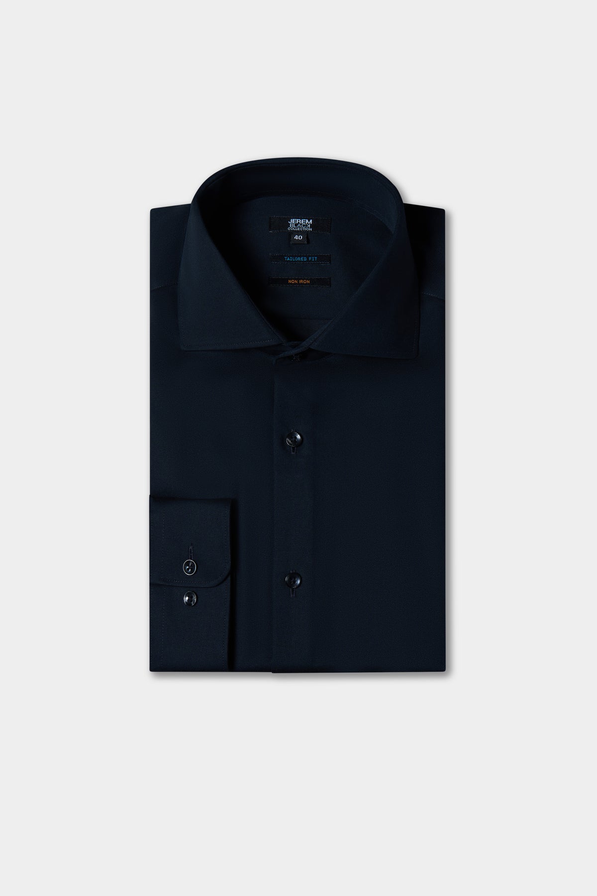 Chemise ajustée col italien en twill sans repassage