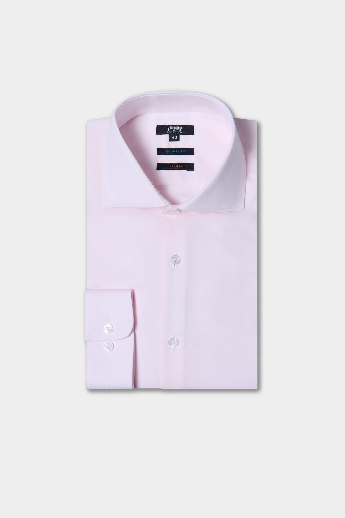 Chemise ajustée col italien en twill sans repassage