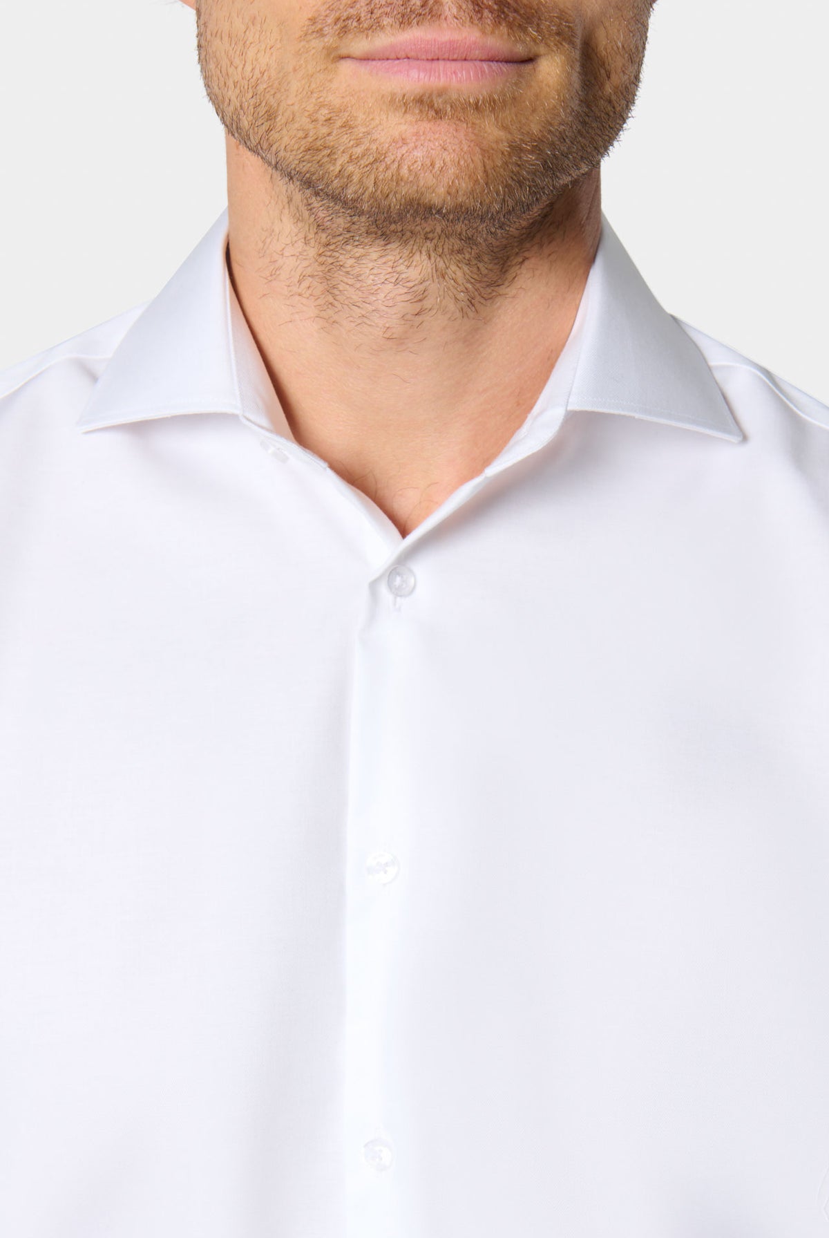Chemise en twill de coton col italien sans repassage — vue de face